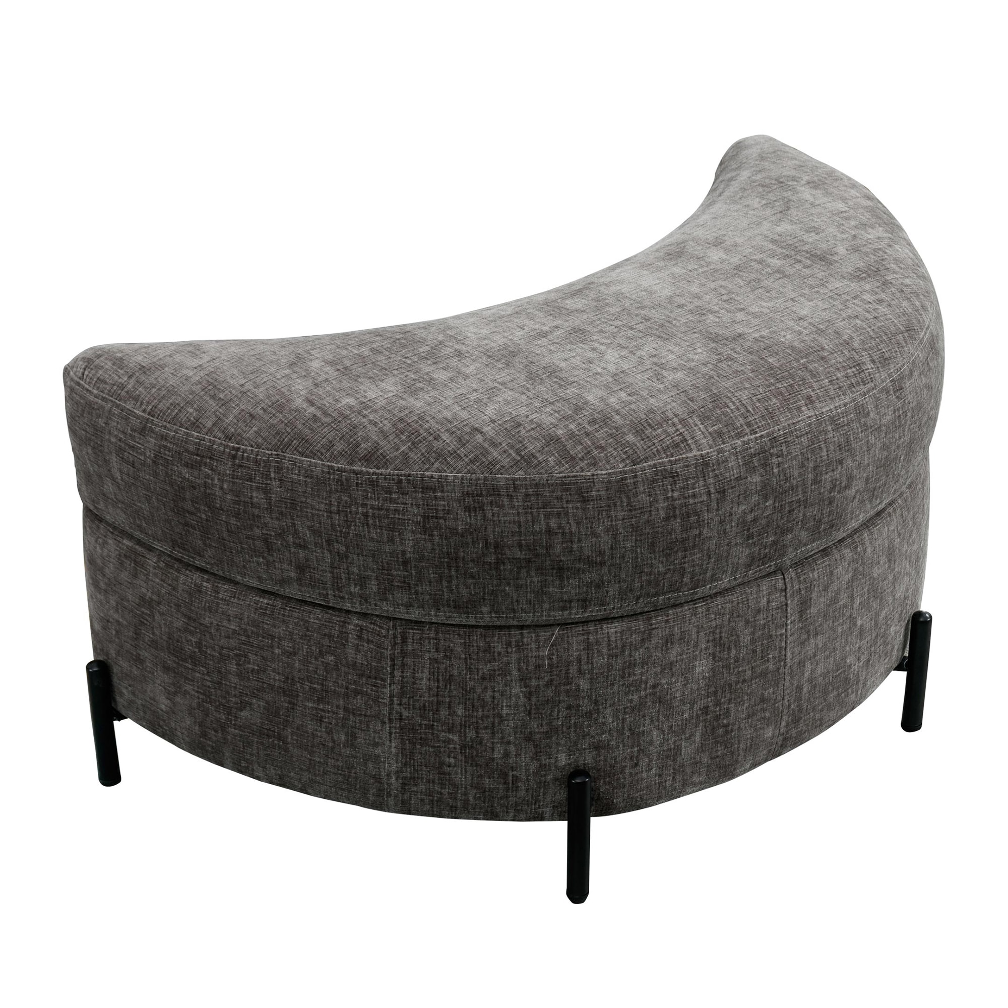 Hrinhom HC-W4001-GRAY Modern GRAY Crescent Storage Ottoman