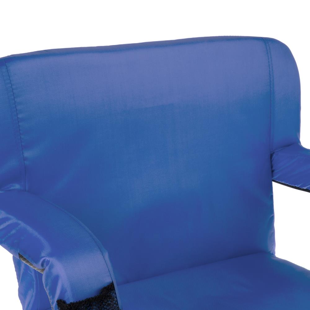 Tubular Frame Folding Stadium Seat with Arms - Blue/Tan - Stansport