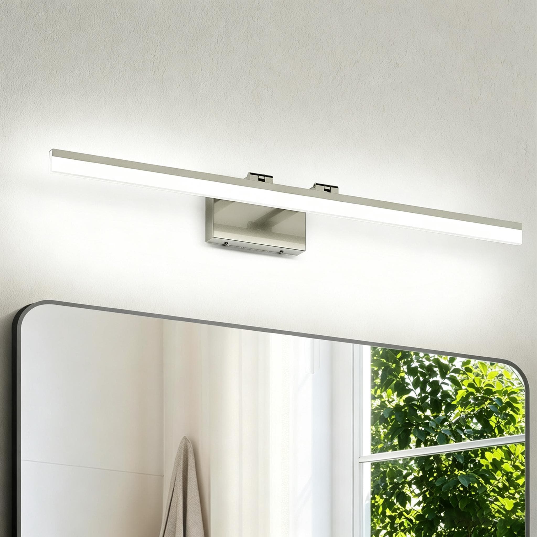GIBUOD Sleek 39.4 in. Adjustable Linear LED Vanity Light Brushed Nickel Finish with Daylight White Bathroom Mirror Fixture