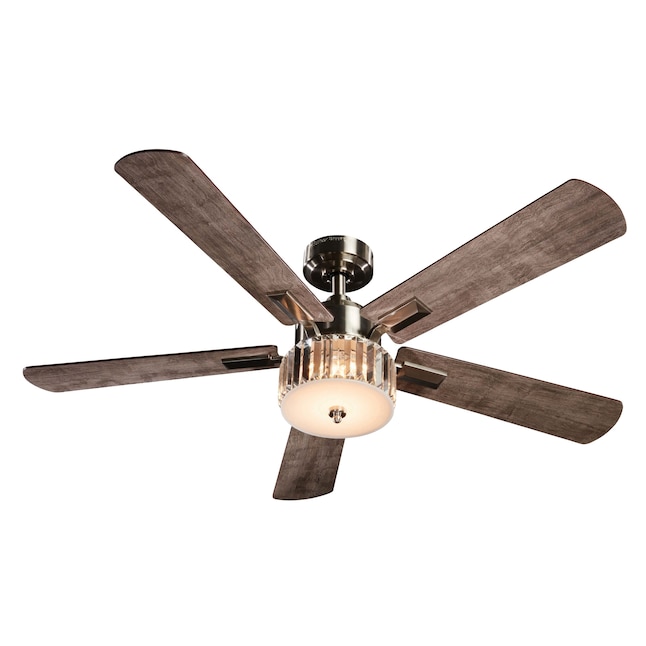 Harbor Breeze Elms 52 In Brushed Nickel Color Changing Led Indoor Ceiling Fan With Light Remote 5 Blade The Fans Department At Com - Ceiling Fan Light Motion Activated