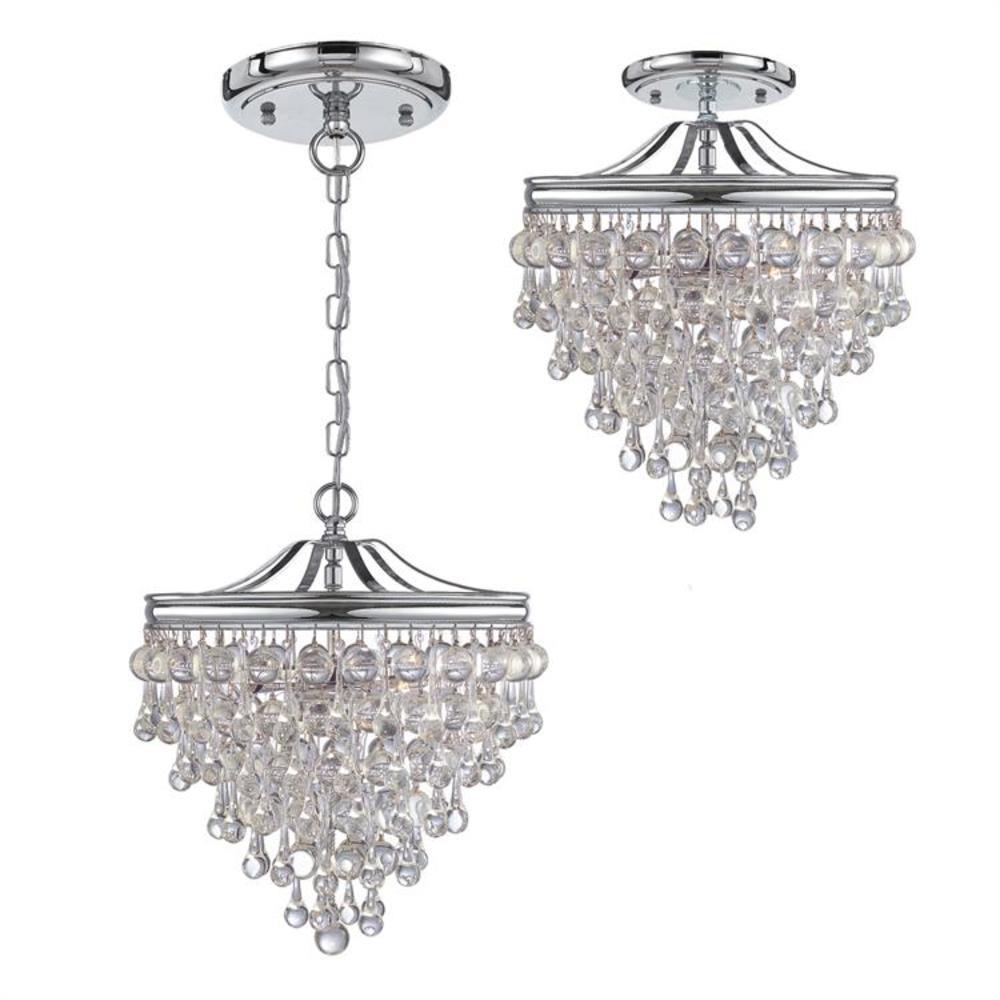 Calypso Polished Chrome 3-Light Mini Chandelier with Smooth Glass Drops