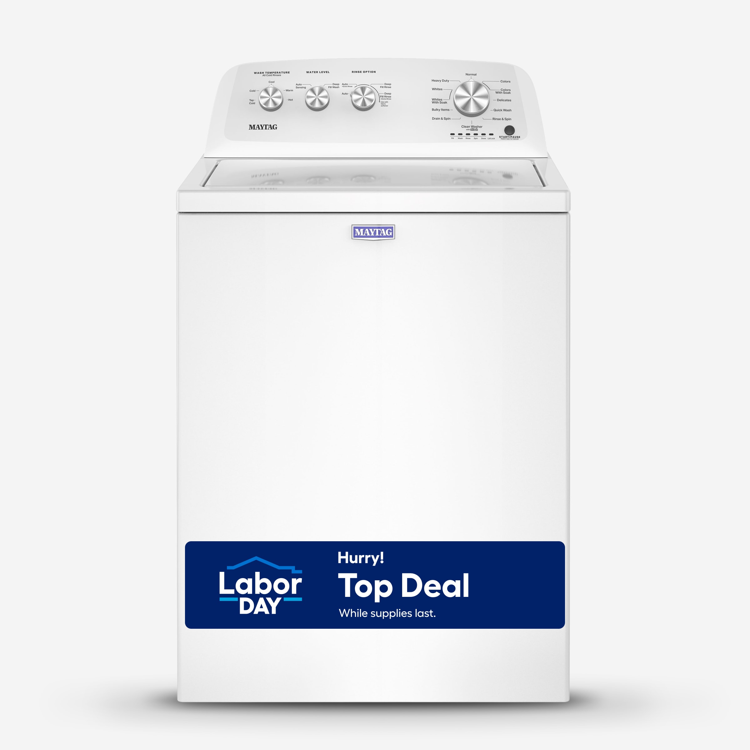 Maytag High Efficiency Agitator Small ( 3.8-cu ft ) Top-Load Washer ( White ) Stainless Steel | MVW4005SW