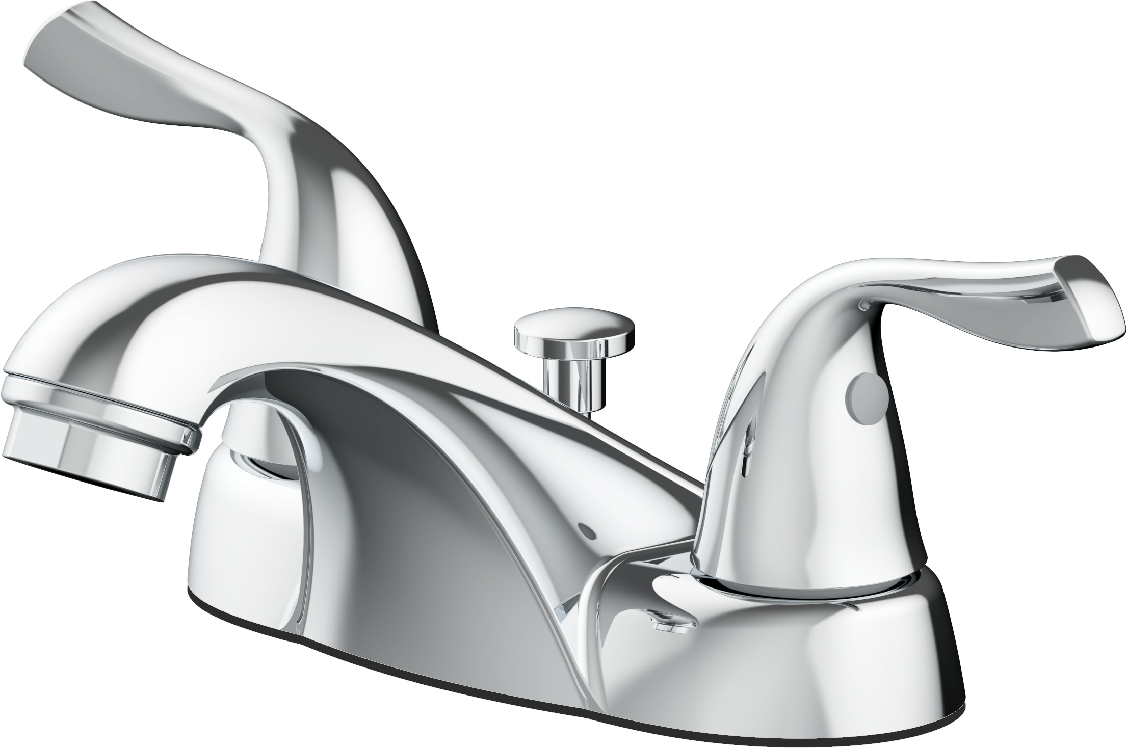 Project Source 67223W-6101 Polished Chrome 4-in centerset 2-handle WaterSense Low-arc Residential Handle Bathroom Sink Faucet with Drain with Deck Plate