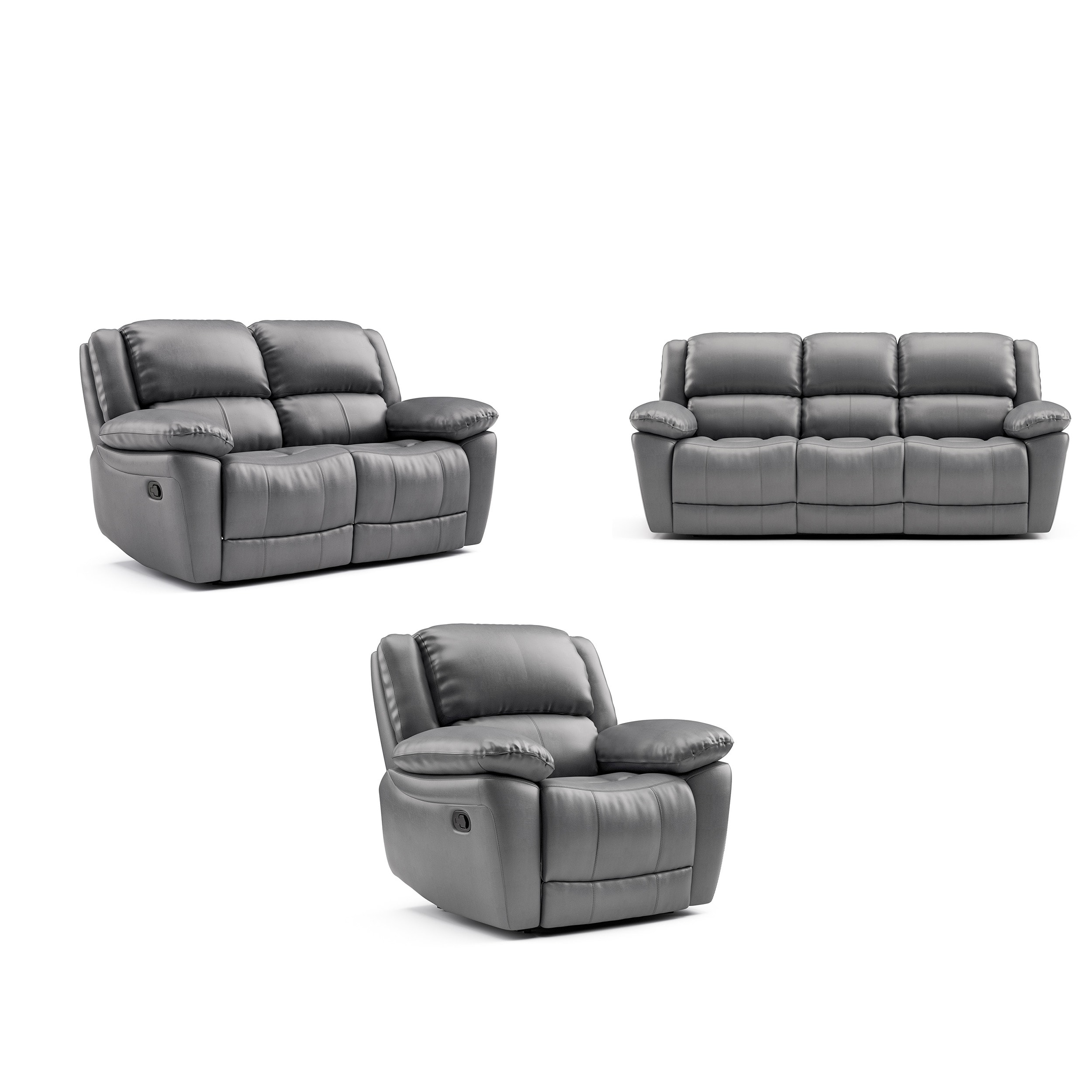 Furniture of America IDF-69003DG-3PC Loure Modern 3 -Piece Polyester/Polyester blend Dark Gray Living Room Set