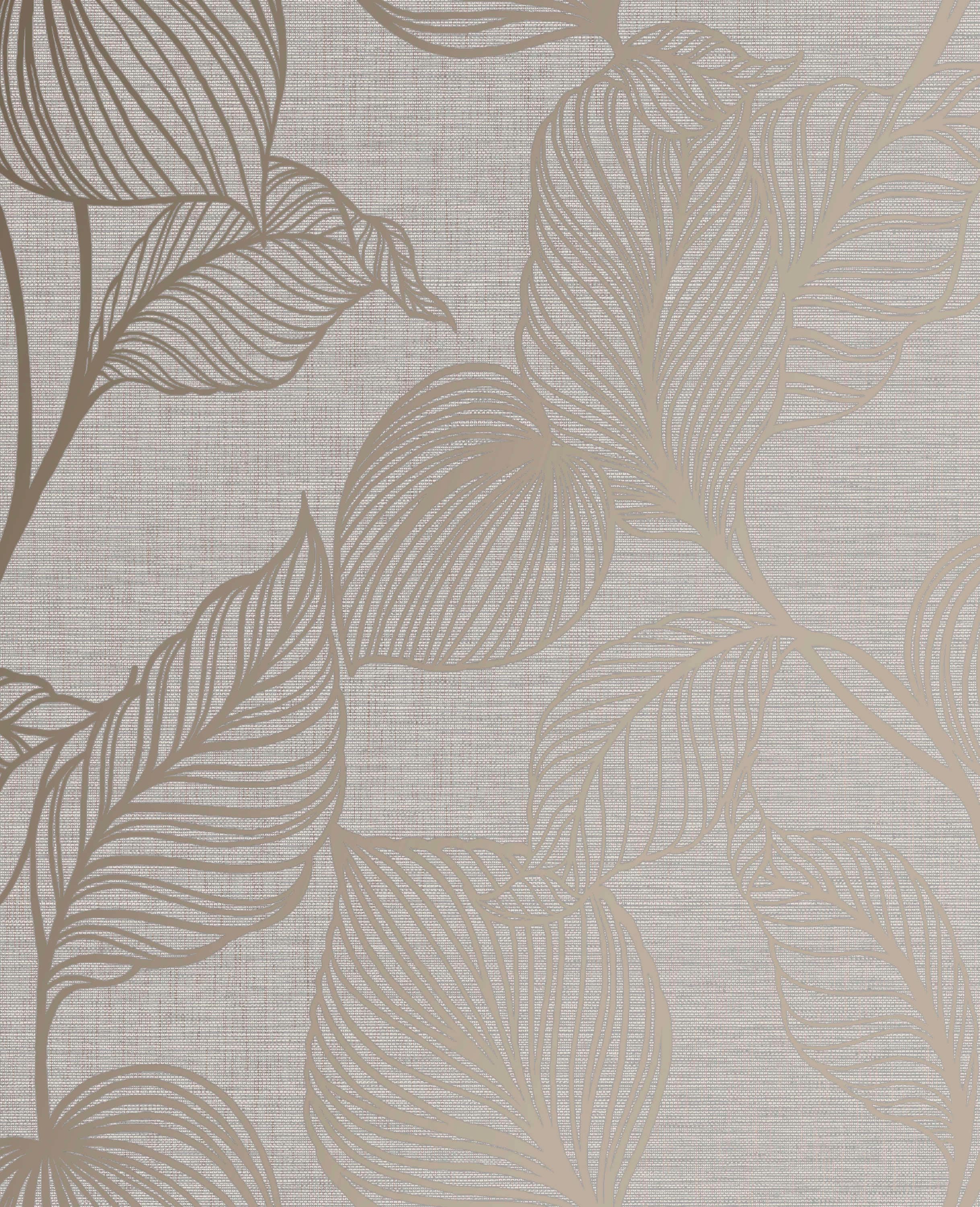 Boutique Taupe Landscape Textured Floral Wallpaper 