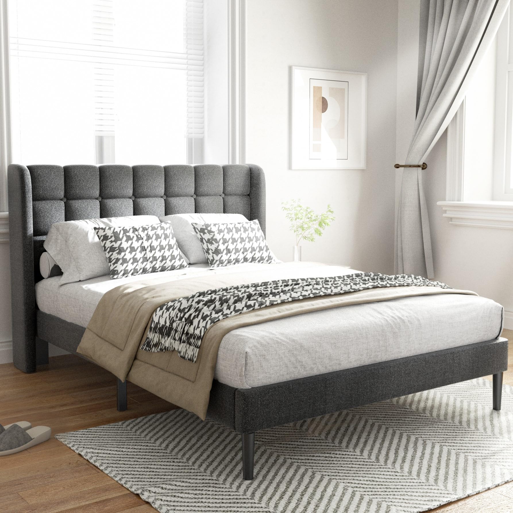 insta-bed 6230-DG02 Dark Grey Queen Metal Bed frame Bed