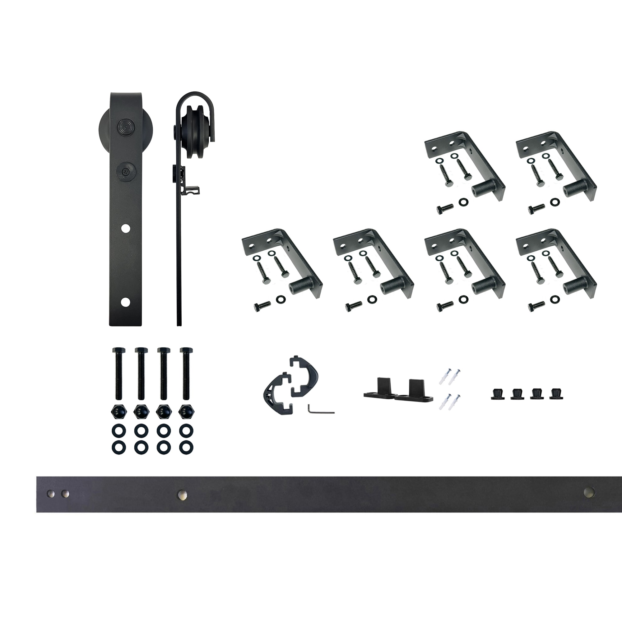 HOMACER CM-YT1TGH096C 96-in Rustic black Black Indoor J-strap Single Barn door hardware kit