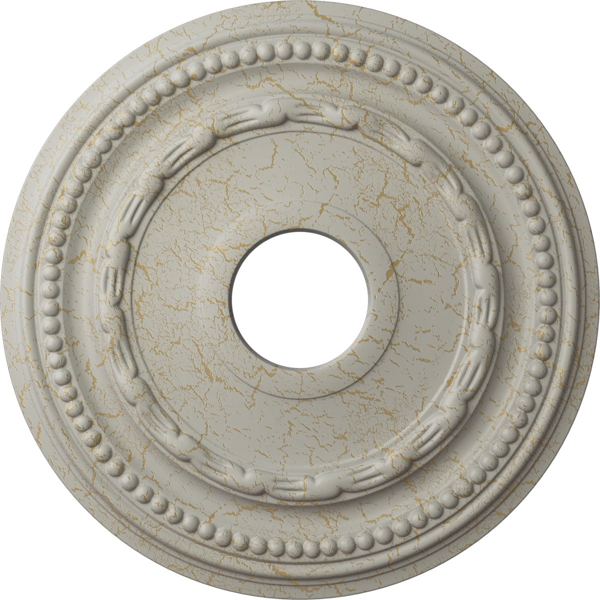 Ekena Millwork CM15FEPCC Federal 15.375-in W x 15.375-in L Painted Pot Of Cream Crackle Polyurethane Whole Ceiling Medallion