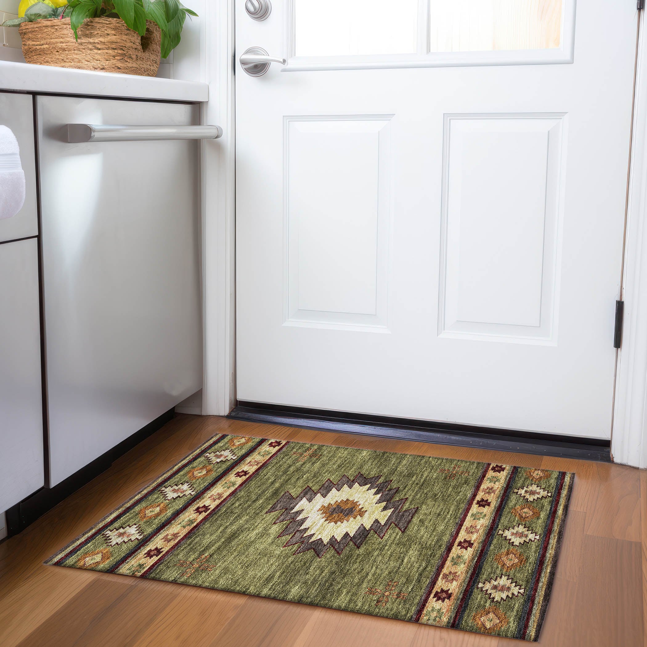 Addison Rugs AMF179GN20X30 Mayfield AMF179GN 2 x 3 (ft) Loomed Polyester Green Rectangular Indoor Geometric Machine washable Area rug