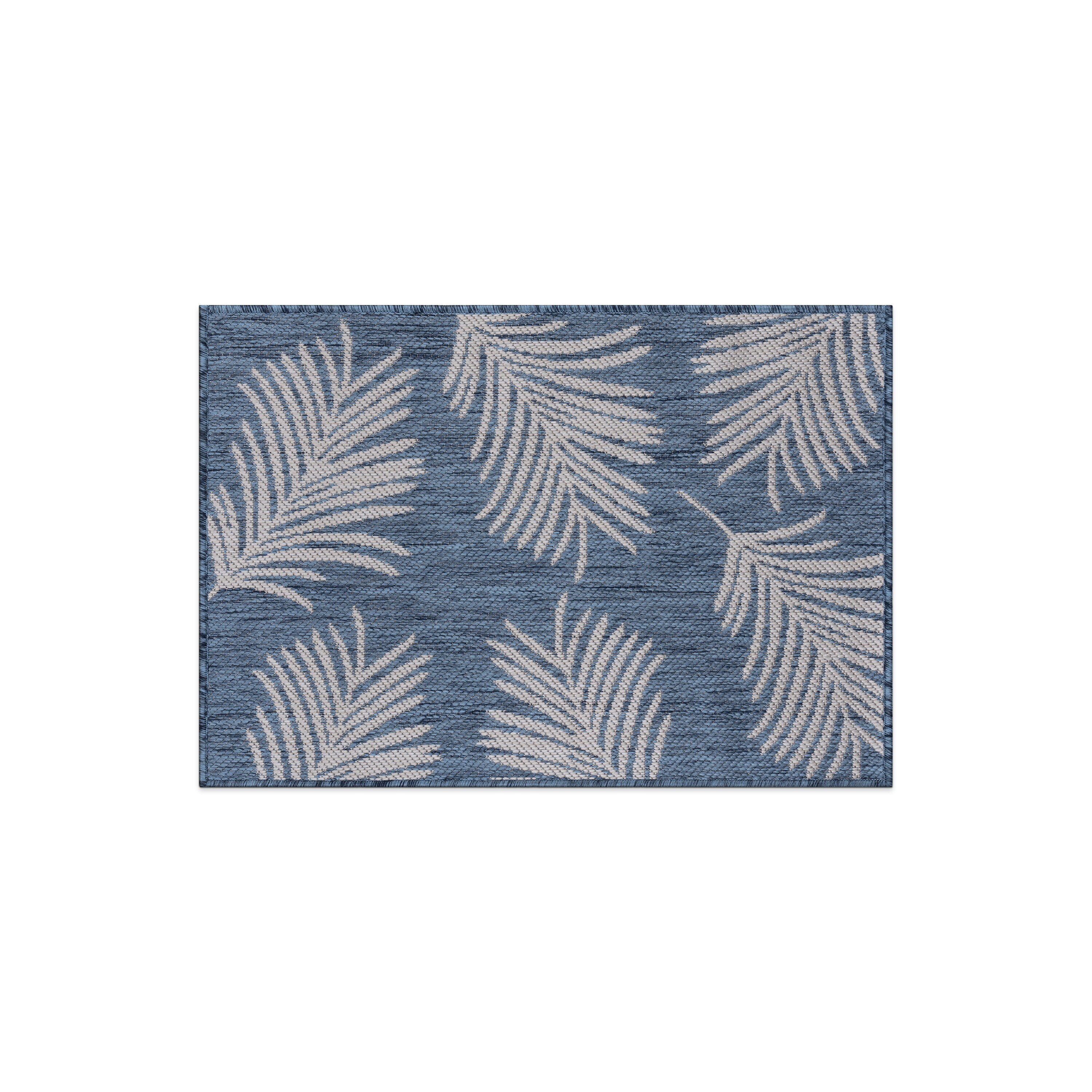 World Rug Gallery 111BLUE2X3 Summer 2 x 3 (ft) Loomed Polypropylene Blue Rectangular Indoor/Outdoor Floral/Botanical Tropical Area rug