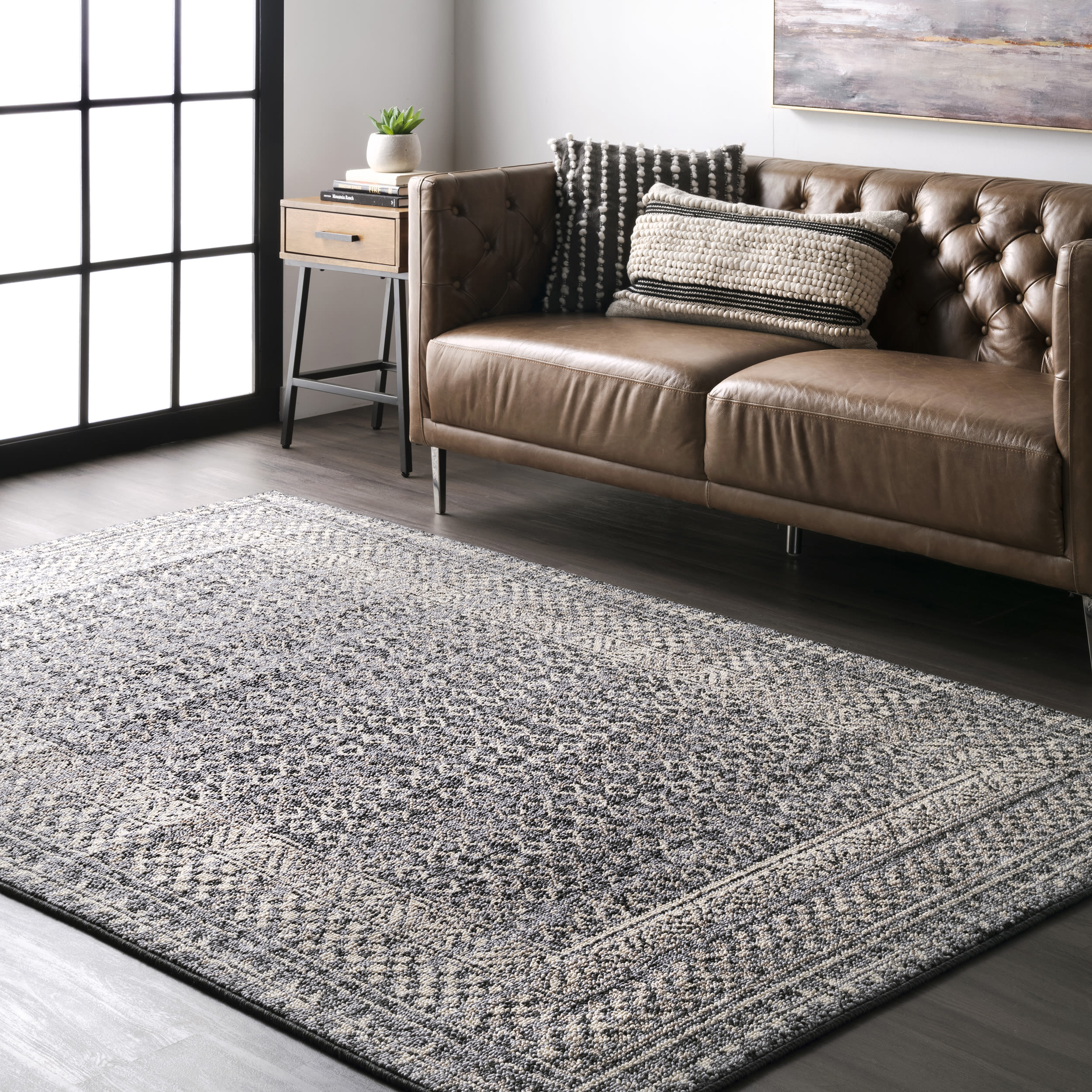 nuLOOM STGX03B-9012 Elodie 9 x 12 (ft) Loomed Polypropylene Gray Rectangular Indoor Geometric Area rug