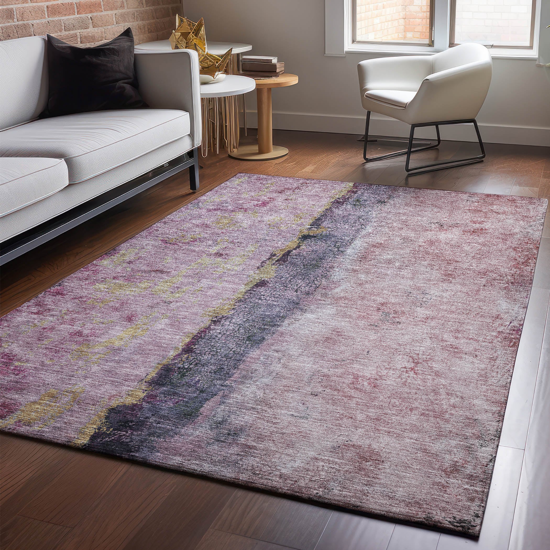 Addison Rugs AMF605BL30X46 Mayfield AMF605BL 2 x 3 (ft) Loomed Polyester Blush Rectangular Indoor Geometric Machine washable Area rug