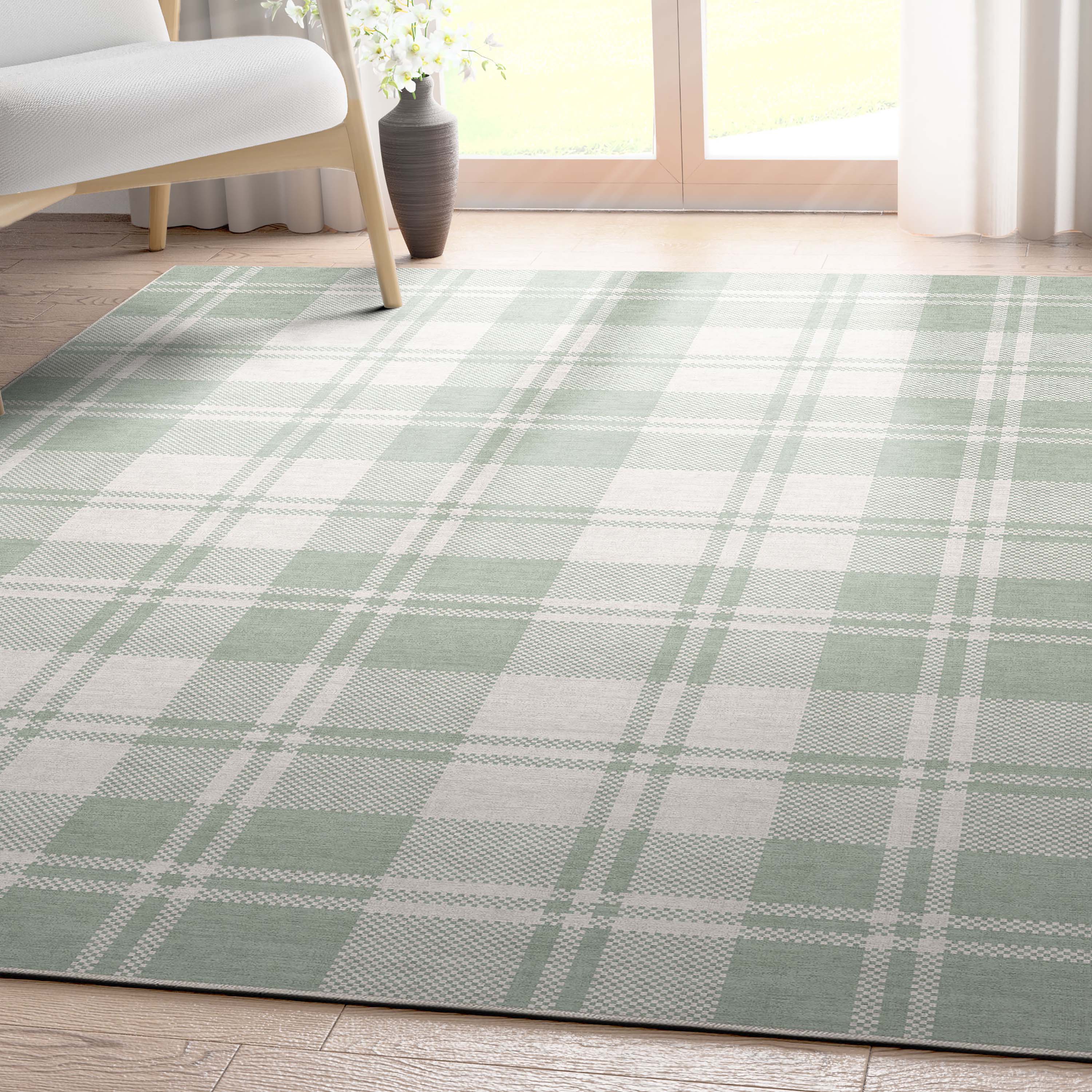 Well Woven W-PLD-01H-5 Apollo 5 x 7 (ft) Flatweave Polyester Green Rectangular Indoor Geometric Mid-Century Modern Area rug