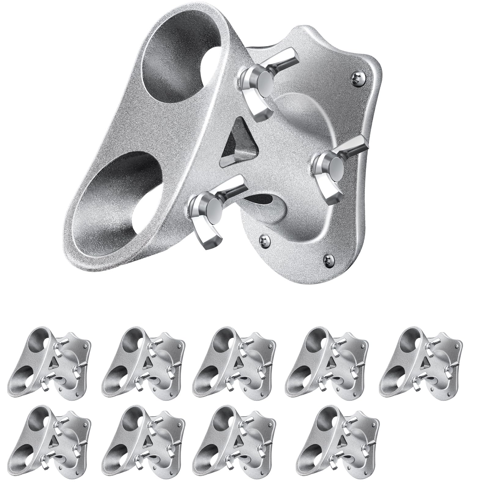 Vrbgify  Heavy Duty Flag Pole Holder for Outside House Silver Aluminum Two Position Bracket for Wall Mount Fits 1 Inch Flagpoles Rust Resistant