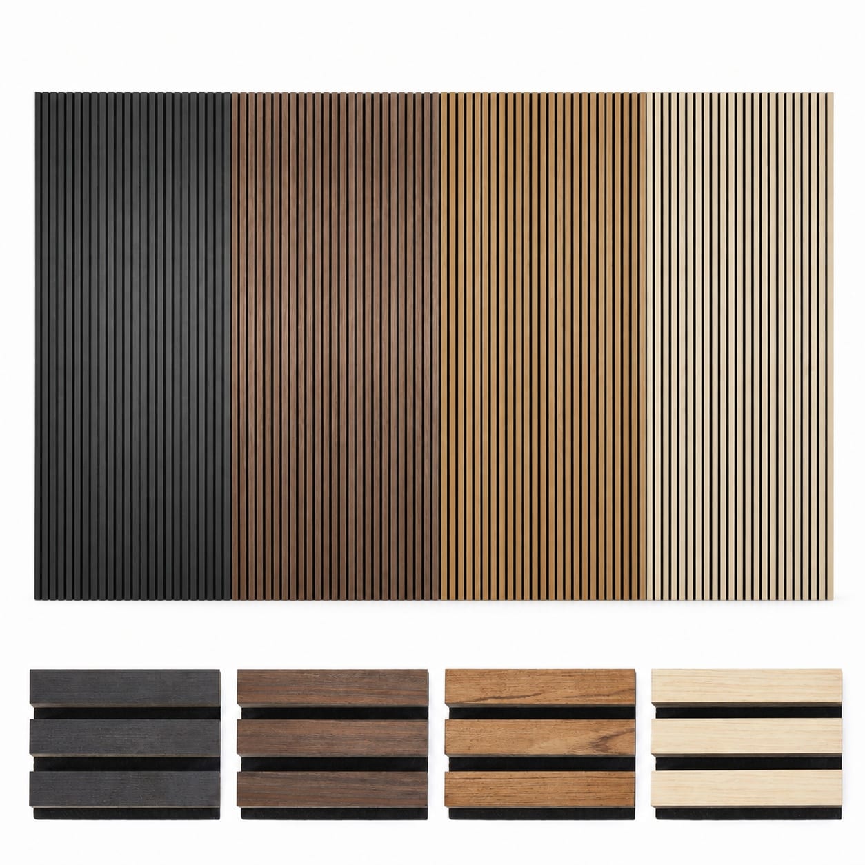 Aoibox  106 x 23 6 in Fluted Wood Slat Acoustic Wall Panels with Polyester Fiber Core NRC 0 92 Teak 2 Pack