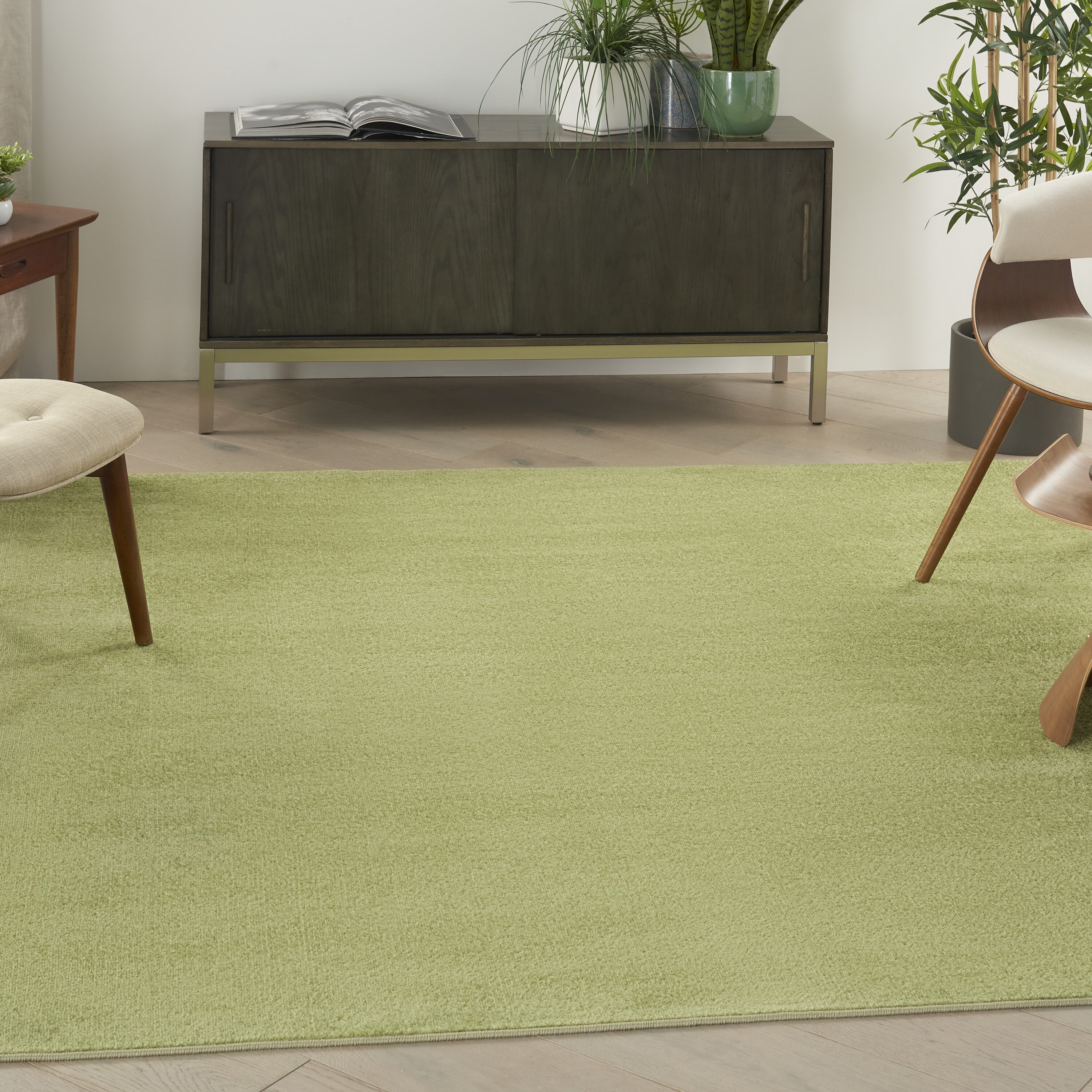 Nourison 099446823786  Essentials 7 x 7 (ft) Loomed Polypropylene Green Square Indoor/Outdoor Solid Area rug