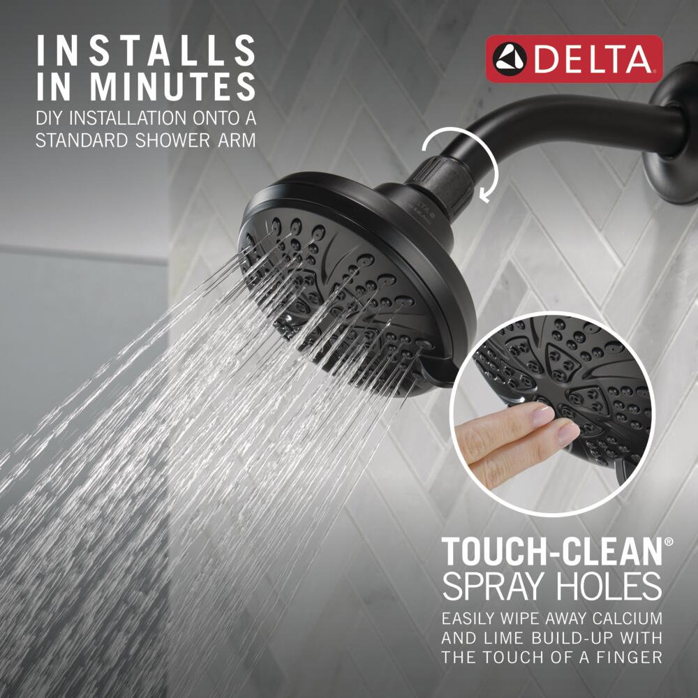 Delta Matte Black 4.38in Round Fixed Shower Head 2.5GPM (9.5LPM) in