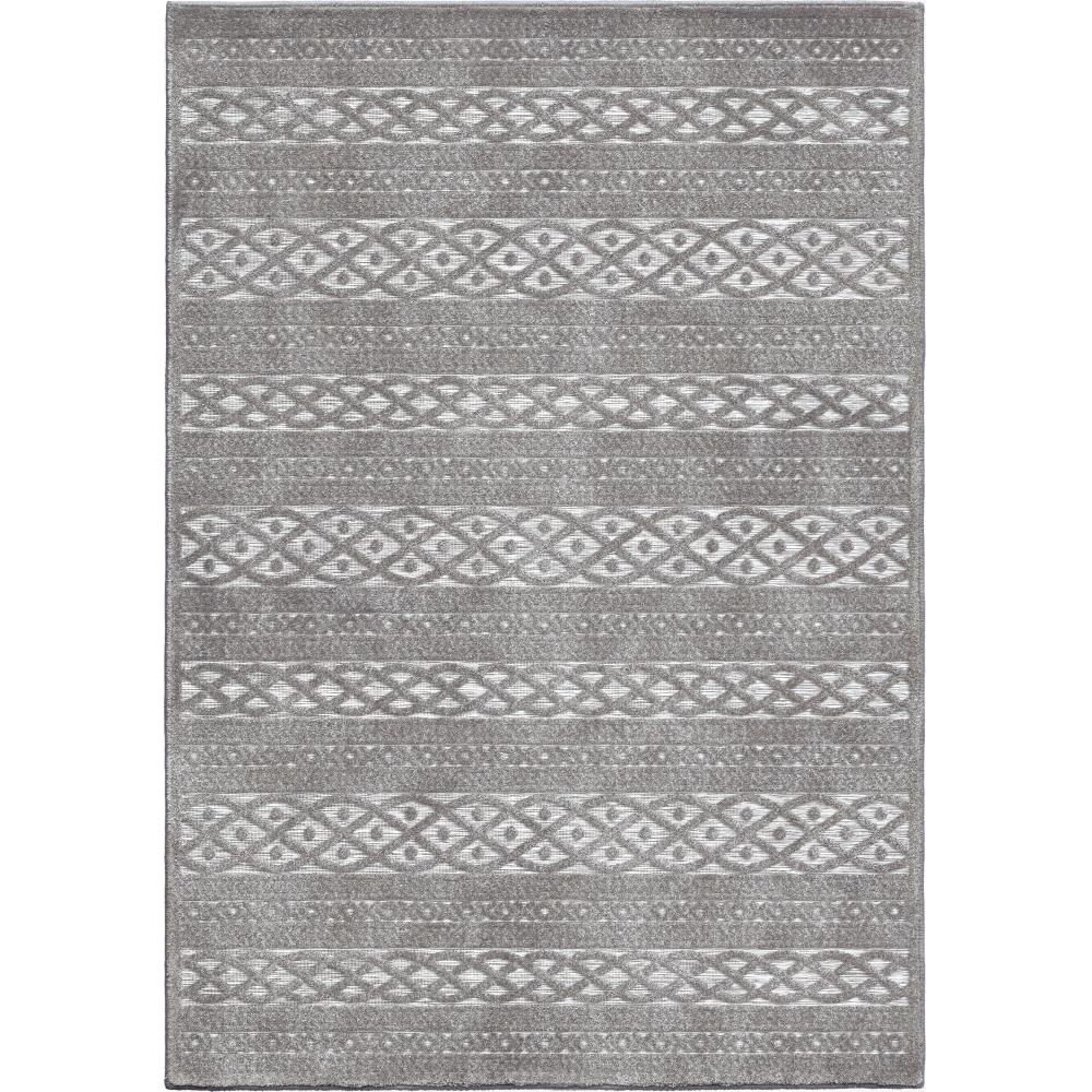Orian Rugs 424881 Boucle Jenna 5 x 8 (ft) Polypropylene Silverstone Rectangular Indoor/Outdoor Geometric Farmhouse/Cottage Area rug