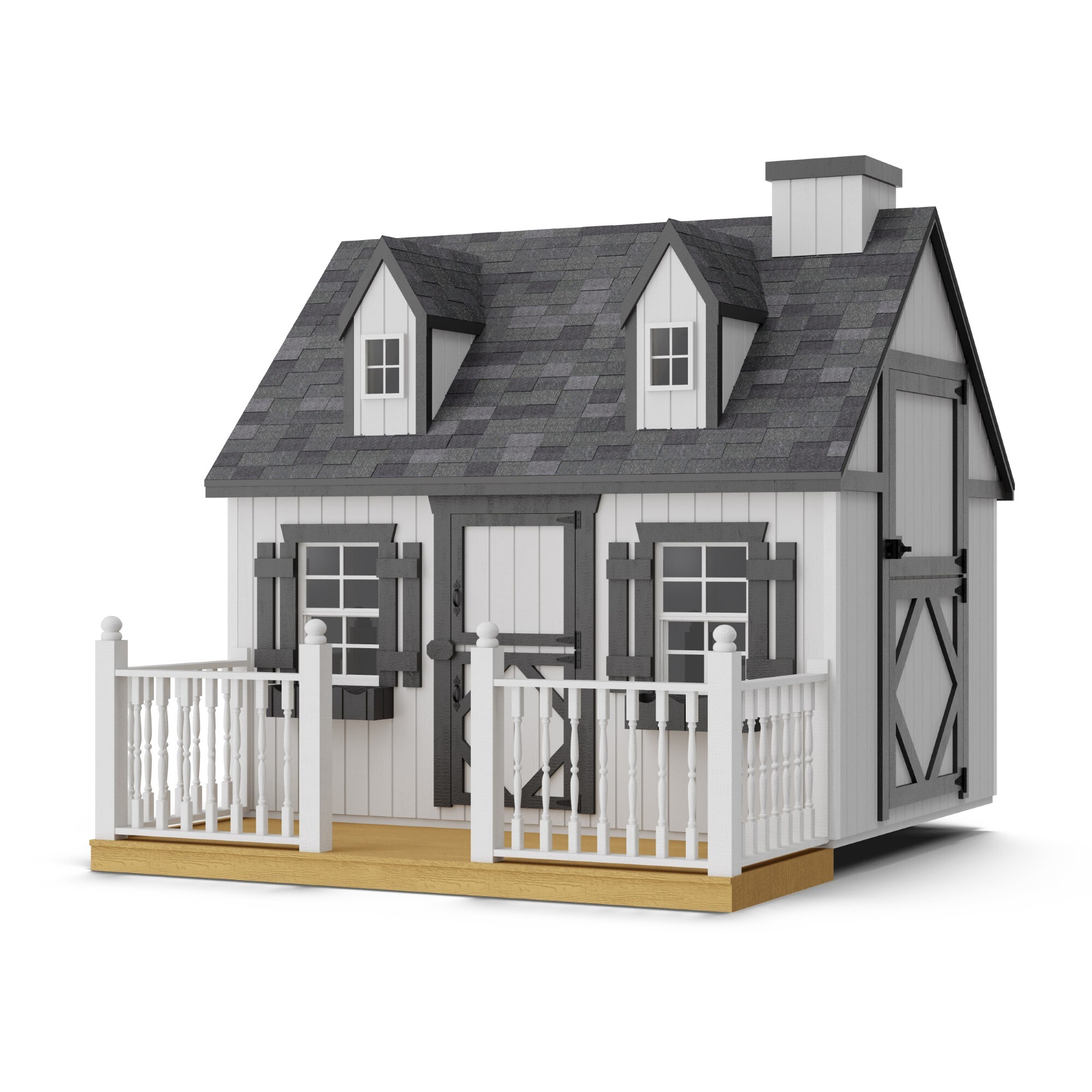 Little Cottage Co 6X8 CCP-PNK-FK-DR 6x8 Cape Cod Playhouse with Deck and Rail Outdoor Wood Playhouse