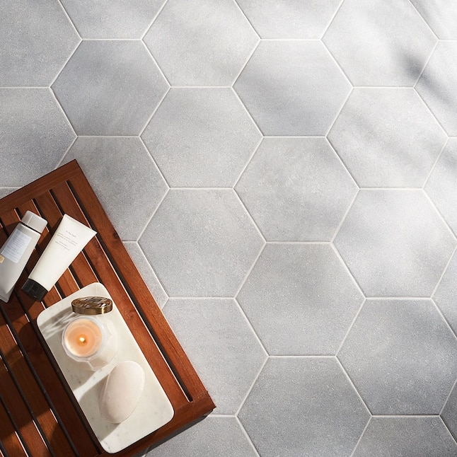 Hex Matte Porcelain Floor And Wall Tile, Hexagon Shower Floor Tile Gray