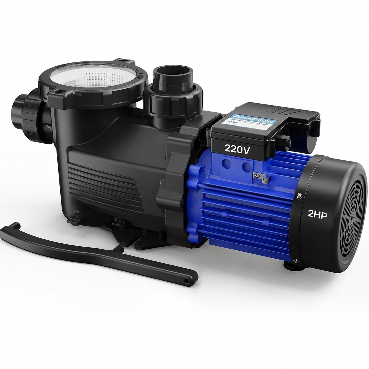 AKSCYZM  2HP Pool Pump with Timer for Inground and Above Ground Pools High Flow Self Priming Satin Black 220V Motor Dual Adapter