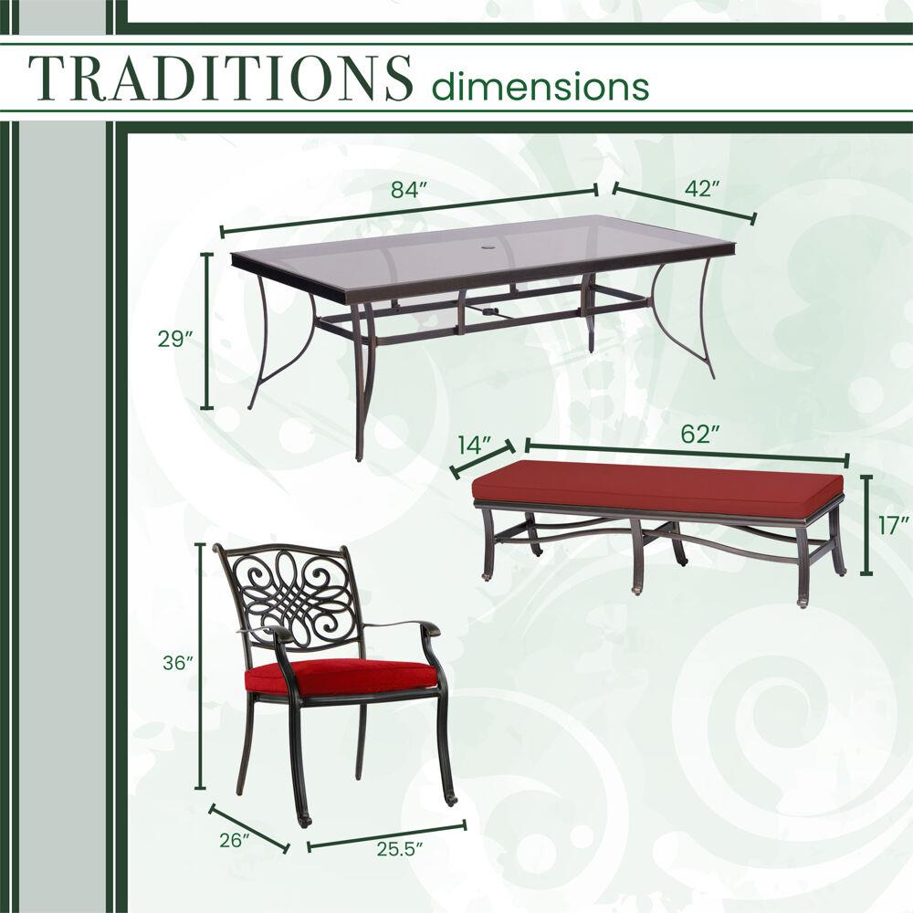 Hanover TRADDN5PCGBN-RED Patio-Dining-Sets - View #3