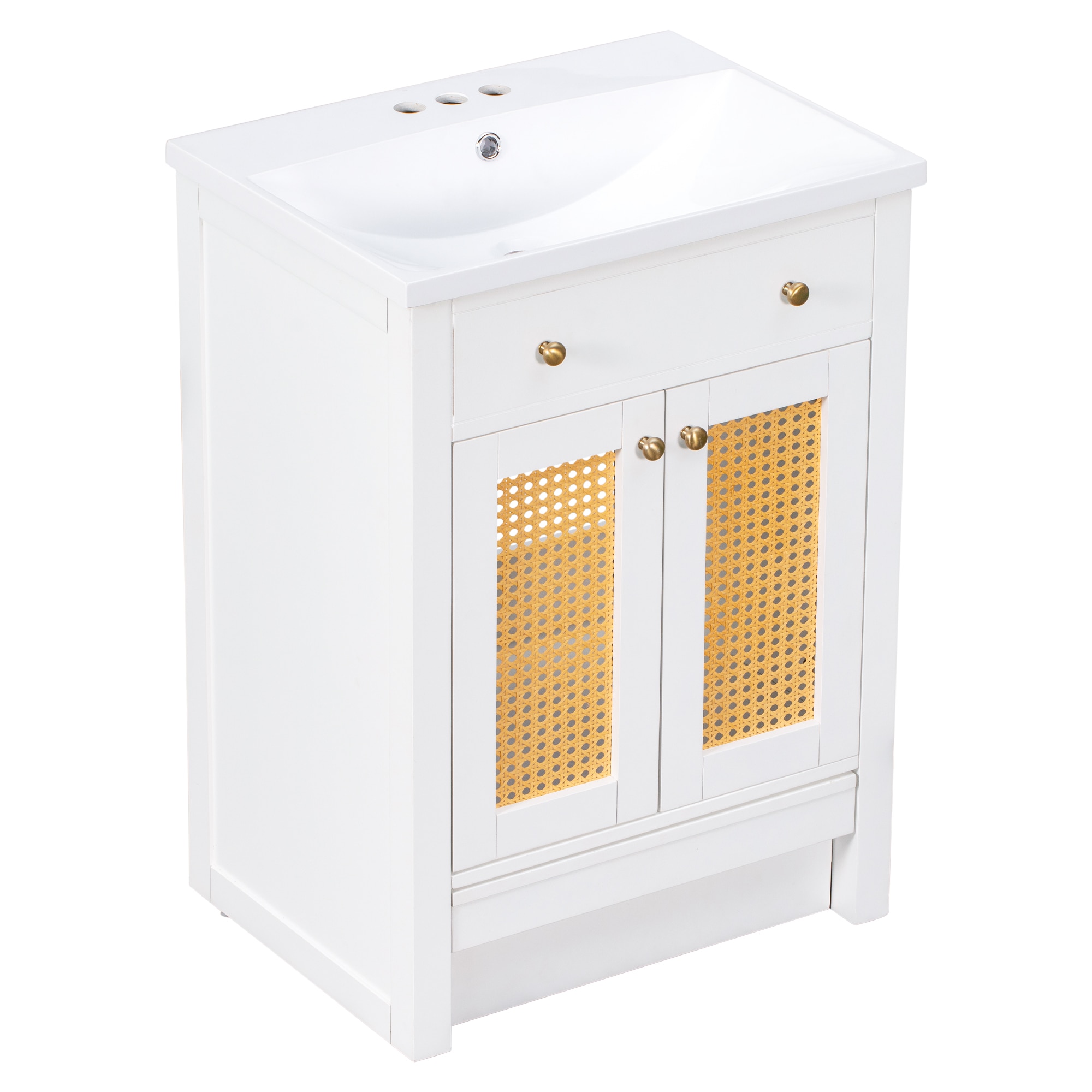 WELLFOR 24-in White Single Sink Bathroom Vanity with White Cultured ...