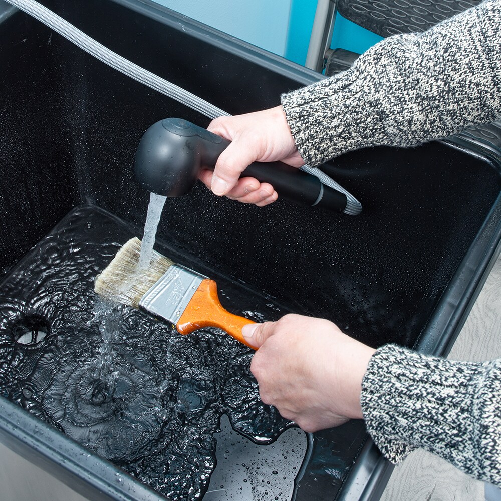 Black Freestanding Thermoplastic Utility Sink with Faucet for Laundry Room