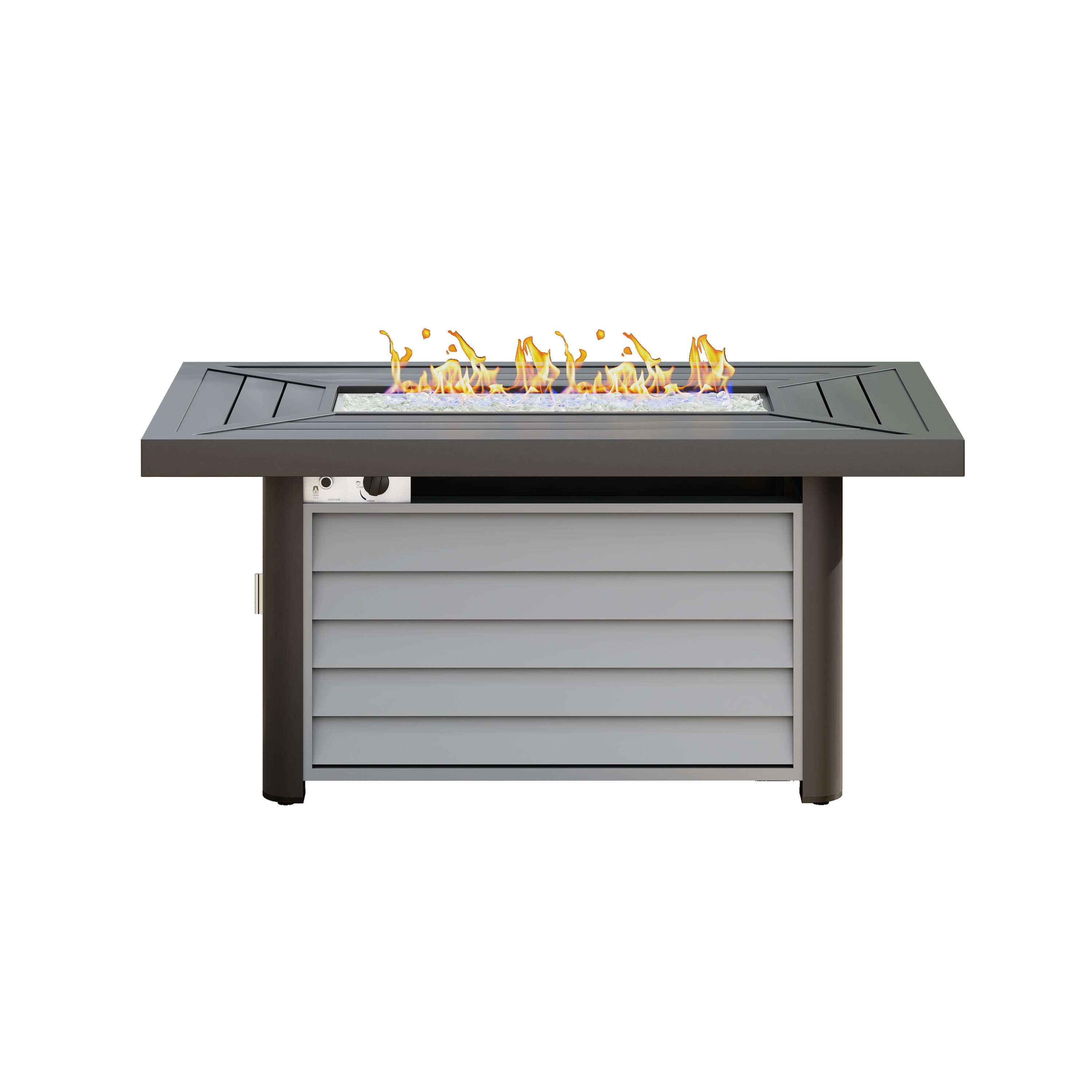 Octans SL2C00054 51.9-in W Dark Gray Aluminum Rectangle Tabletop Liquid propane Fire table
