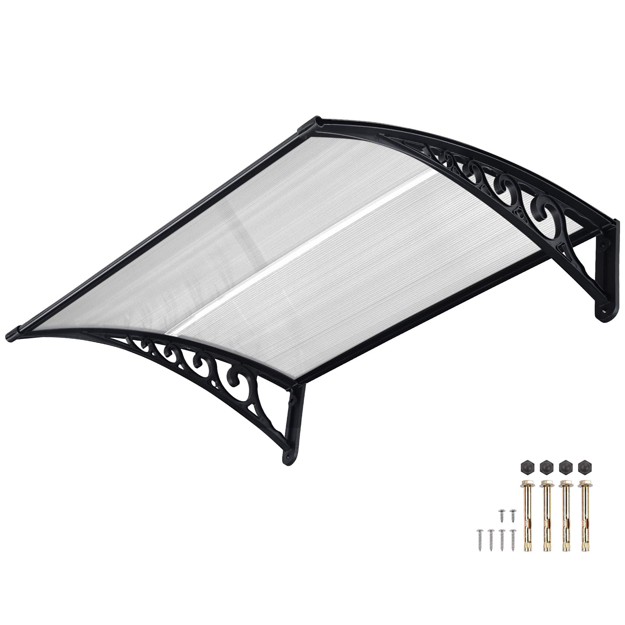 Yescom 07AWN003-31P-0806-LO 39 inchX29 inch Window Awning Door Canopy Polycarbonate Anti-UV30+ Cover Outdoor Rain Snow Protection Patio White Board