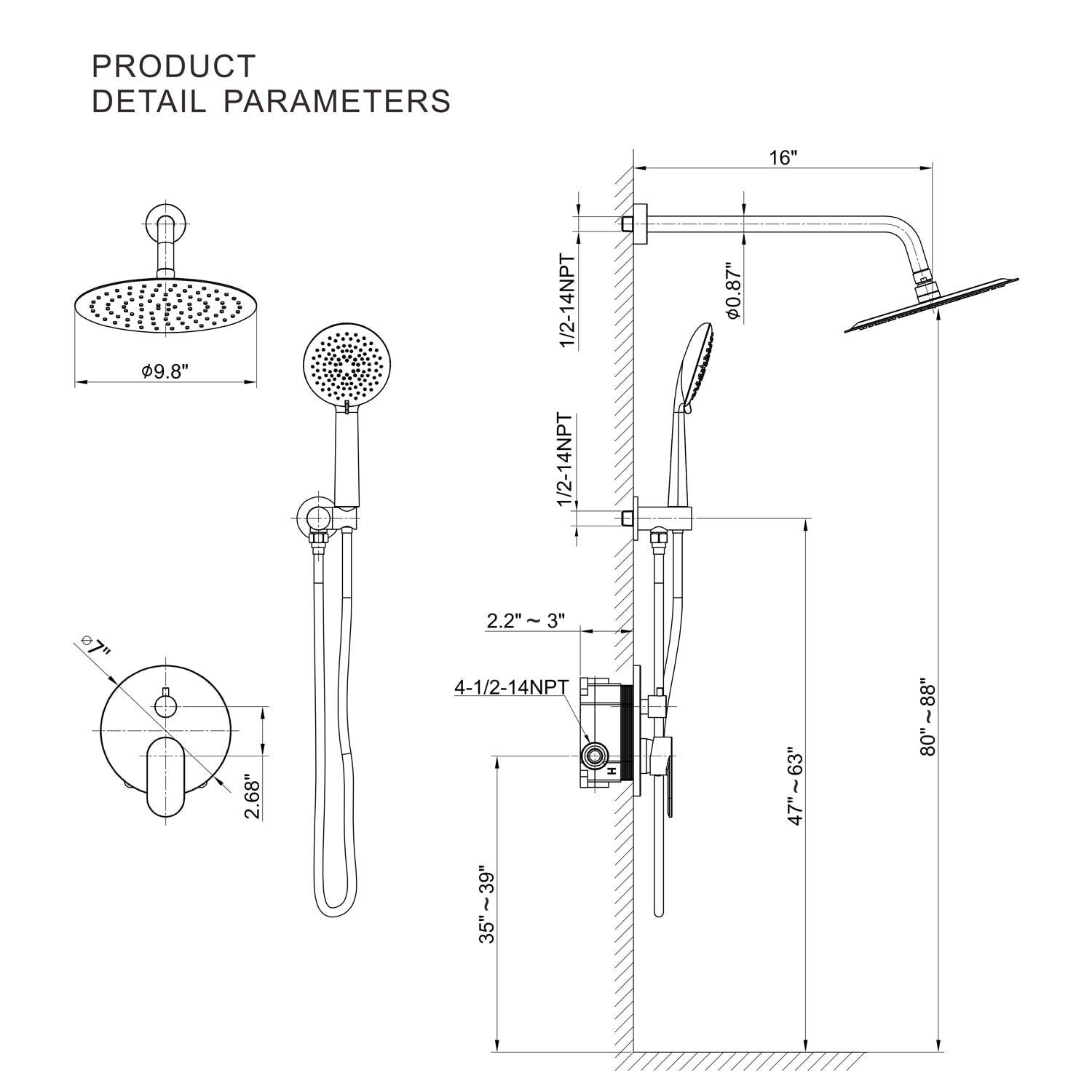 Pouuin VS-200S Showerhead-Bar-Panels - View #8