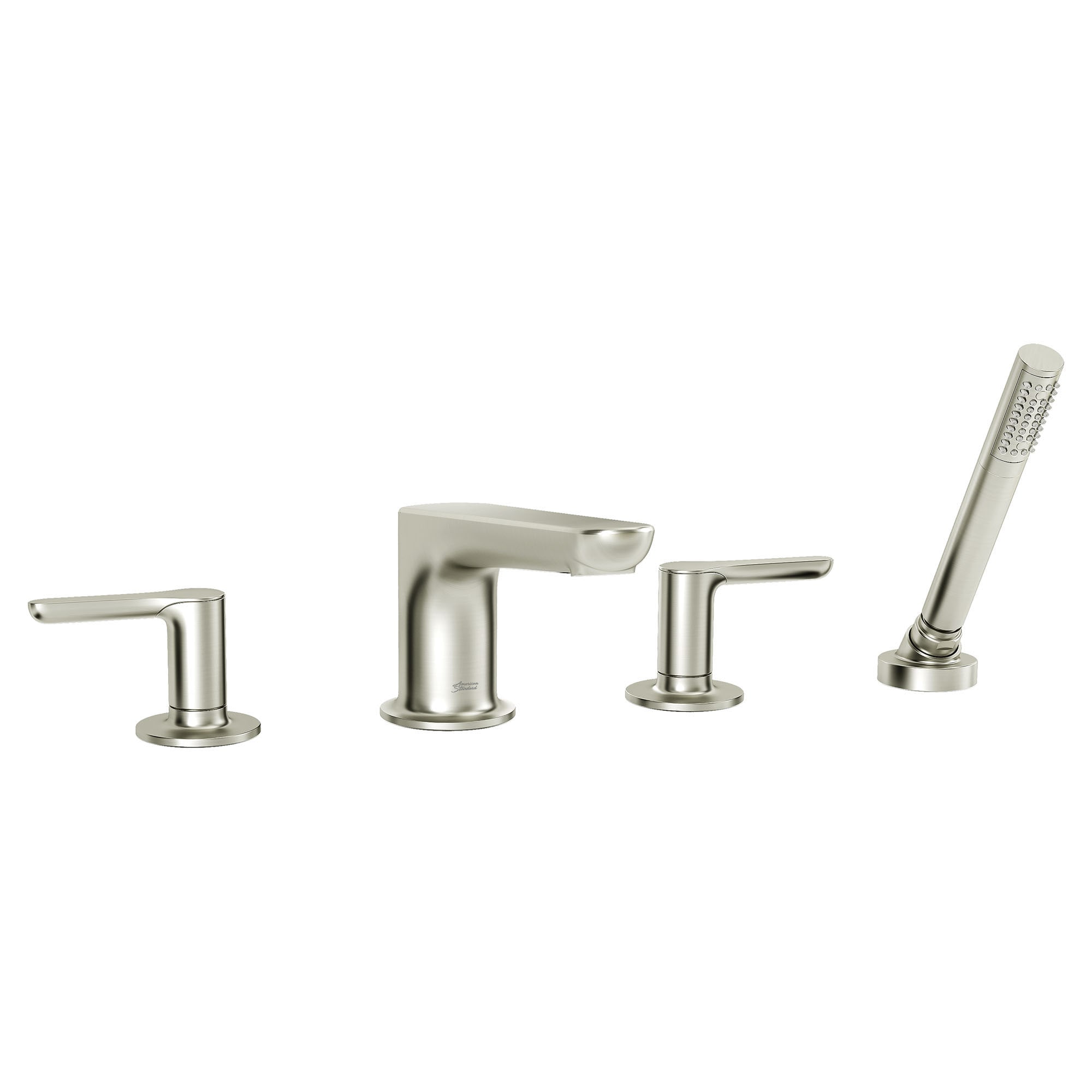 American Standard T105901.295 Studio S Brushed Nickel 2-handle Deck-mount Roman Low-arc Bathtub Faucet with Hand Shower