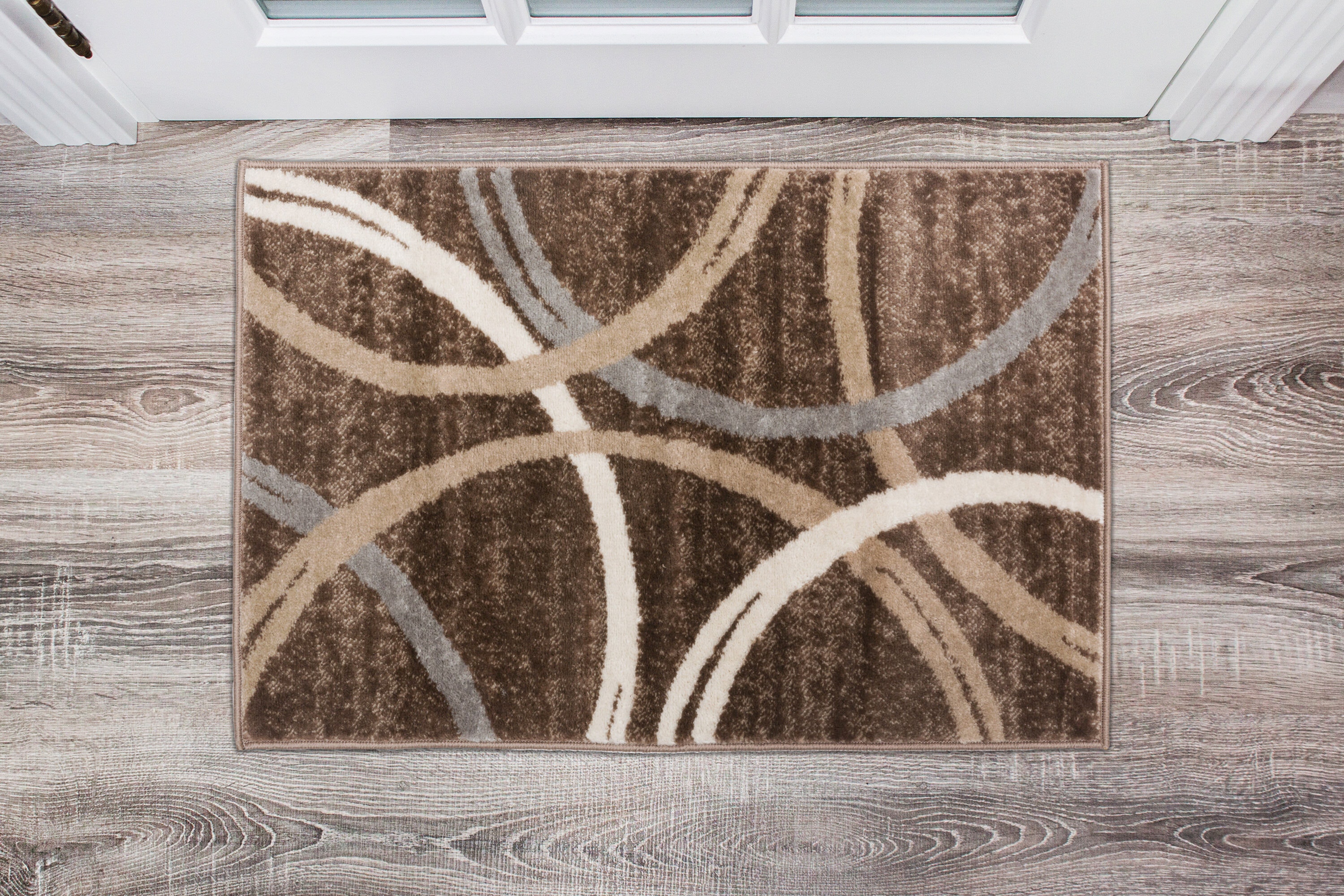 World Rug Gallery 377BROWN2X3 Princeton 2 x 3 (ft) Loomed Polypropylene Brown Rectangular Indoor Abstract Mid-Century Modern Area rug