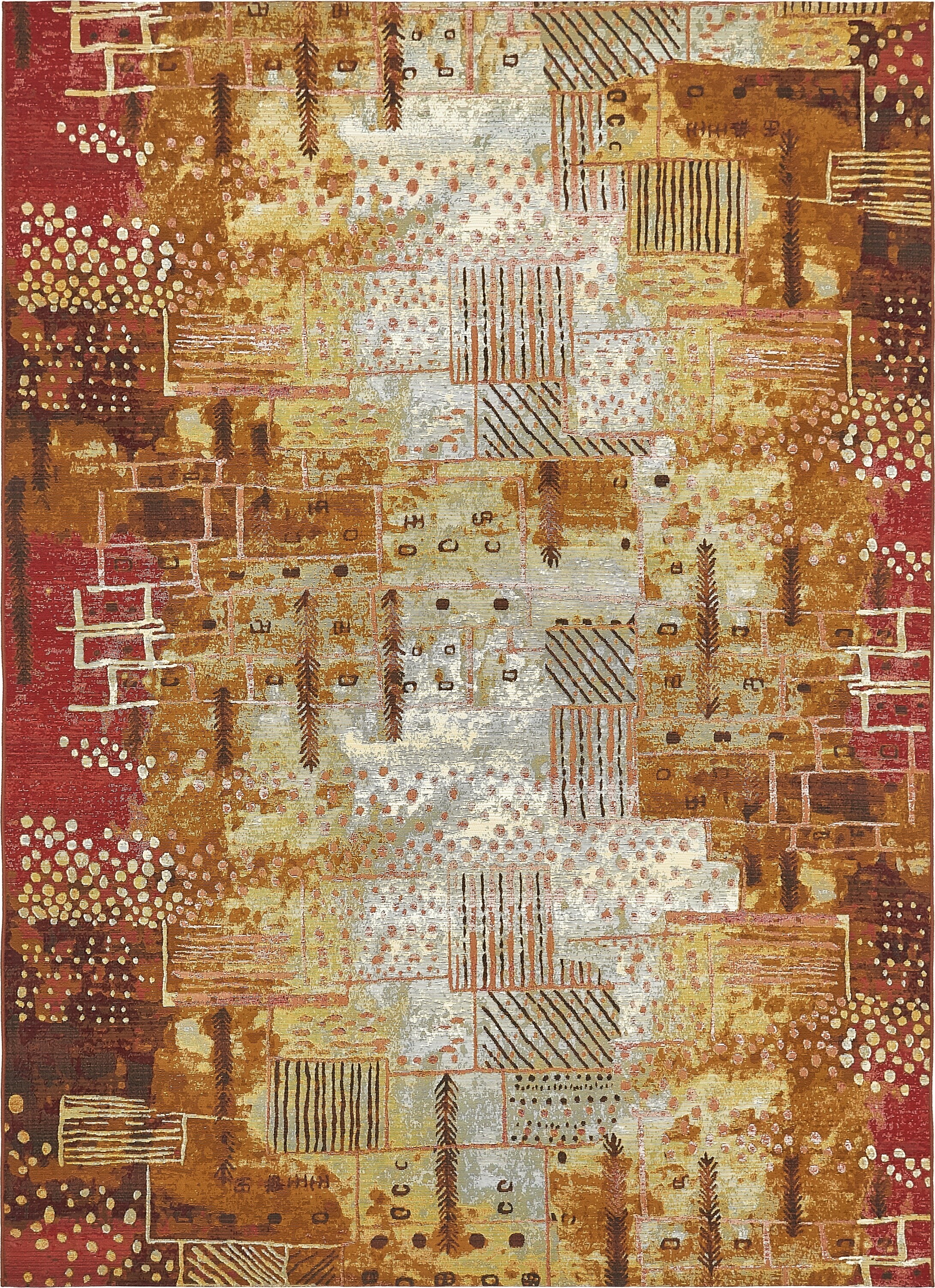 Unique Loom 3138520 Pine Outdoor 8 x 11 (ft) Loomed Polypropylene Multi/Brown Rectangular Indoor/Outdoor Stripe Bohemian/Eclectic Area rug