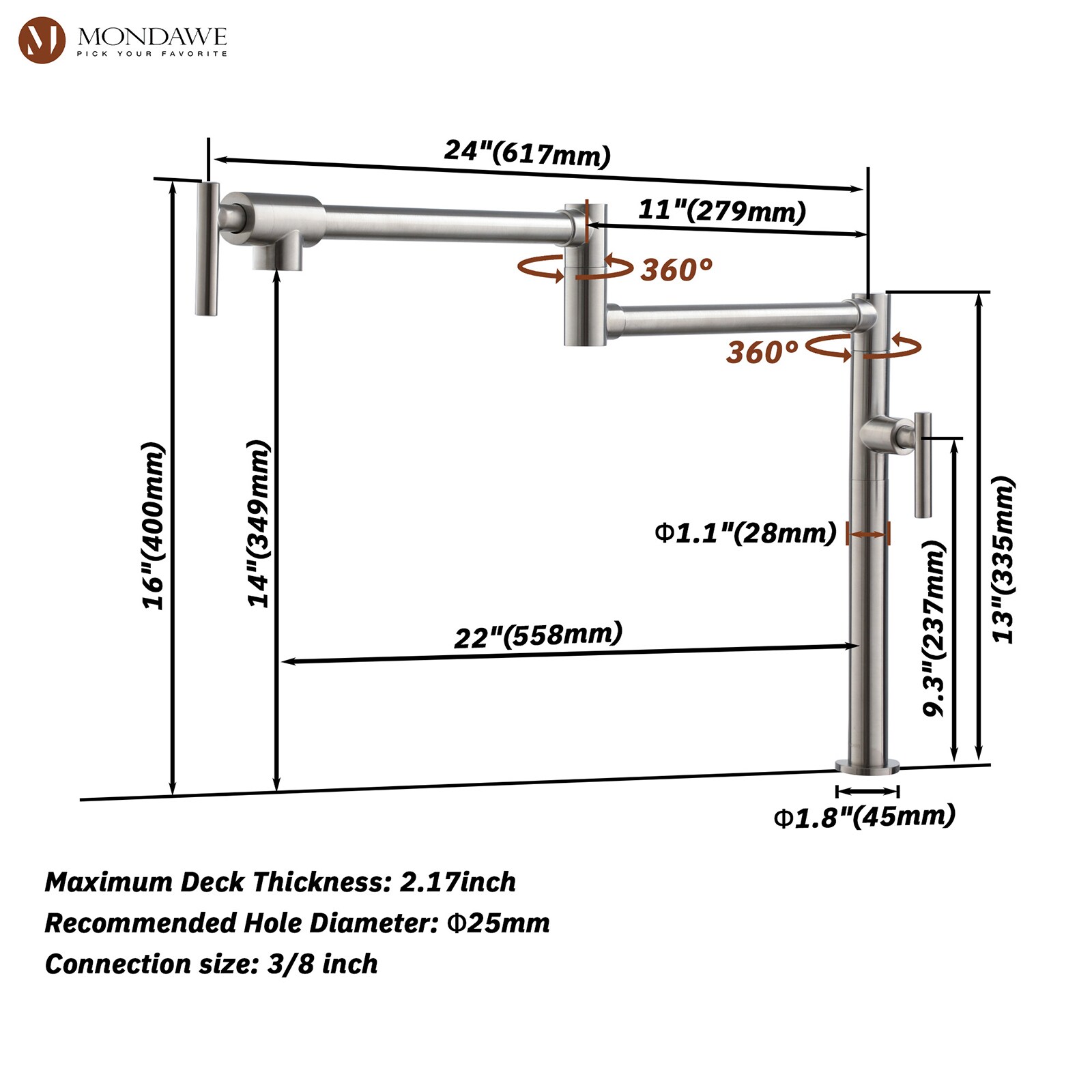 Mondawe OR-22NSES-DG Kitchen-Faucets - View #7