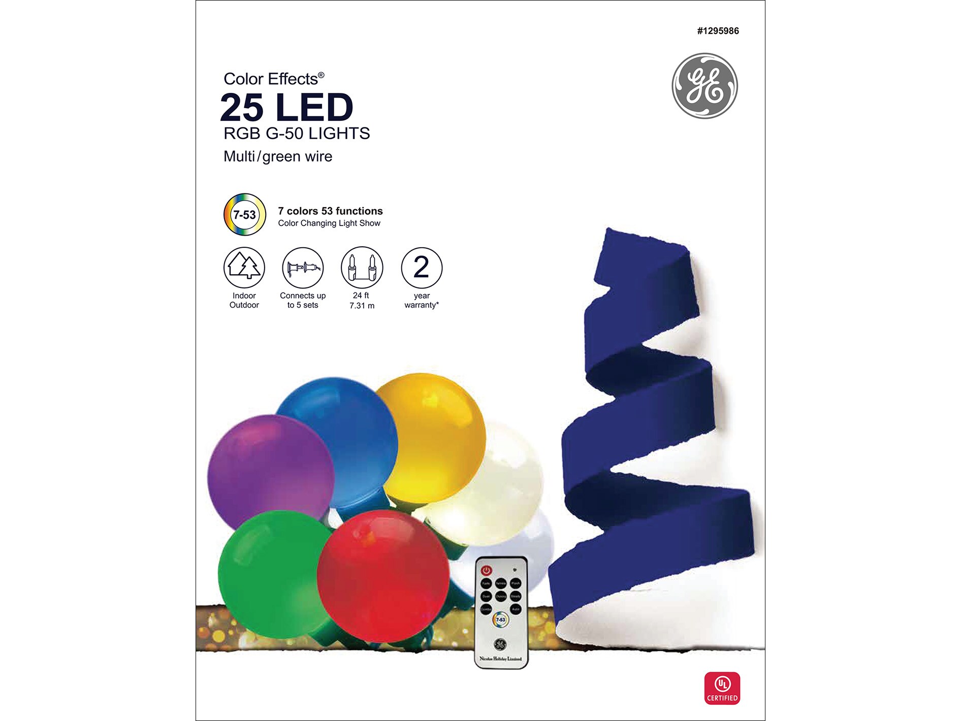 GE Color Effects 25-Count 24-ft Multi-function Color Changing LED Plug-In  Christmas String