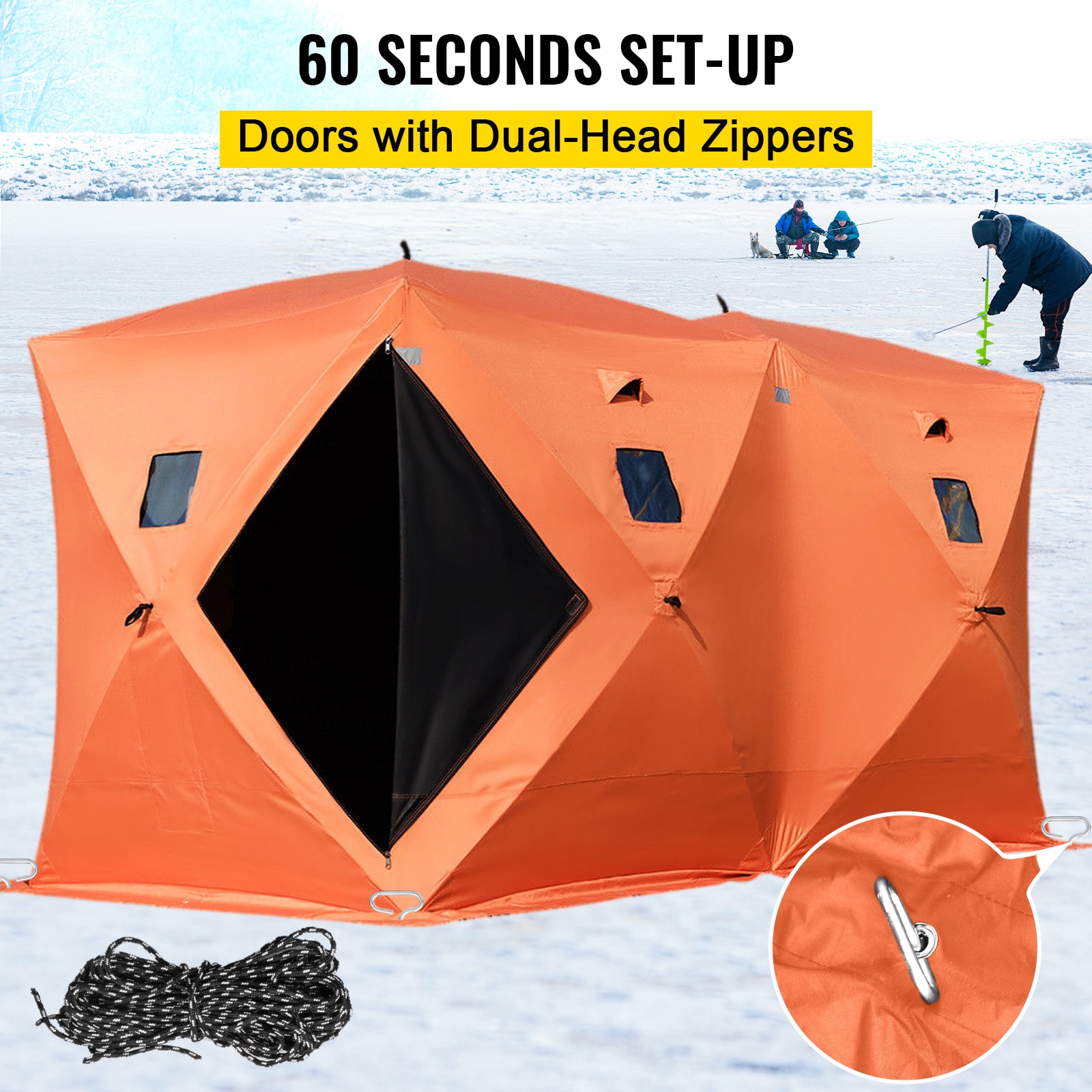 Carivia 2-4 Person Ice Fishing Shelter,Pop-Up Ice Fishing Tent