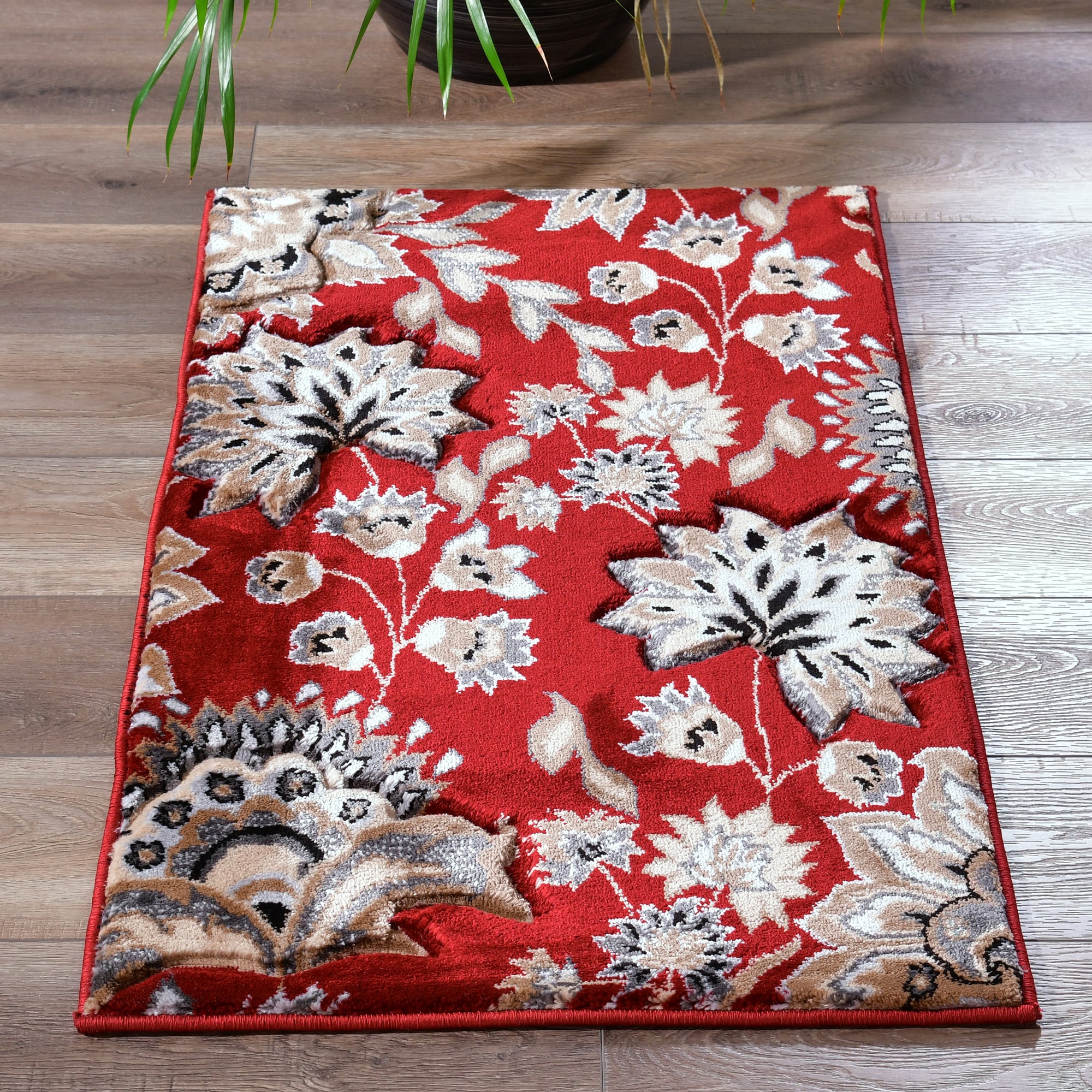 Mda Rugs Glamour 2 X 3 Ft Redcream Indoor Floral Area Rug At 0256