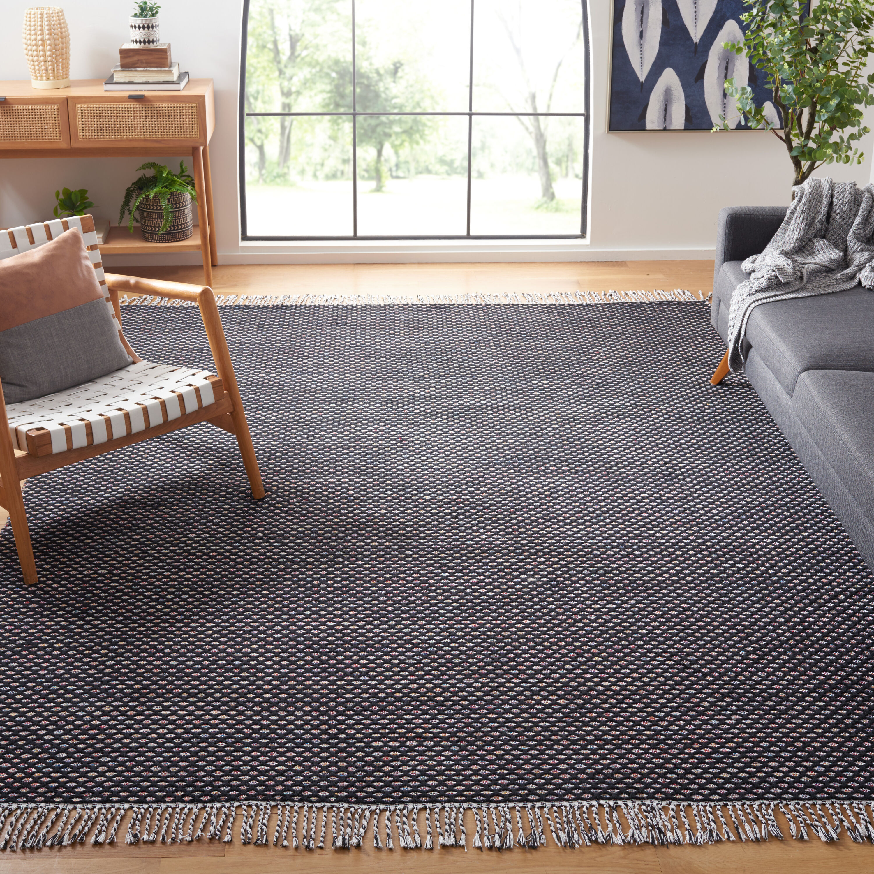  Montauk 475 Black/Ivory Contemporary 8ft x 10ft Large Rectangle Rug