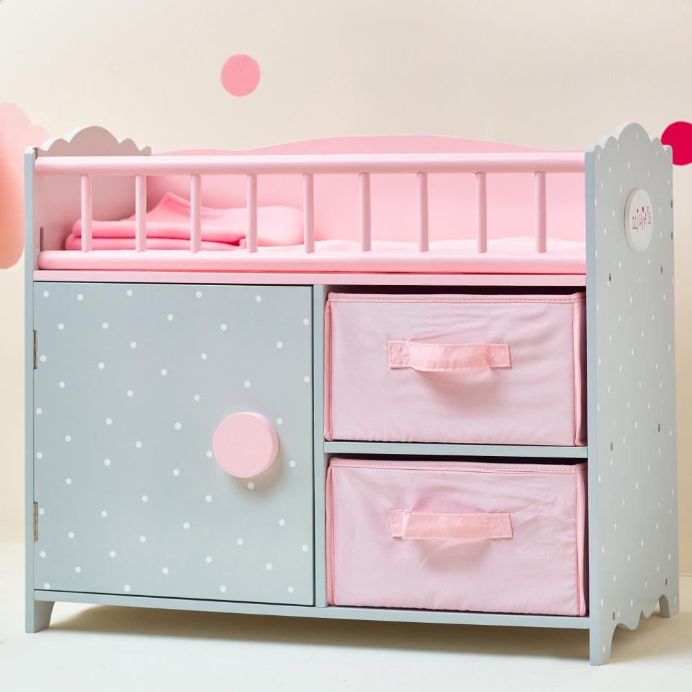 Olivia's Little World Polka Dots Princess Baby Doll Crib with Cabinet