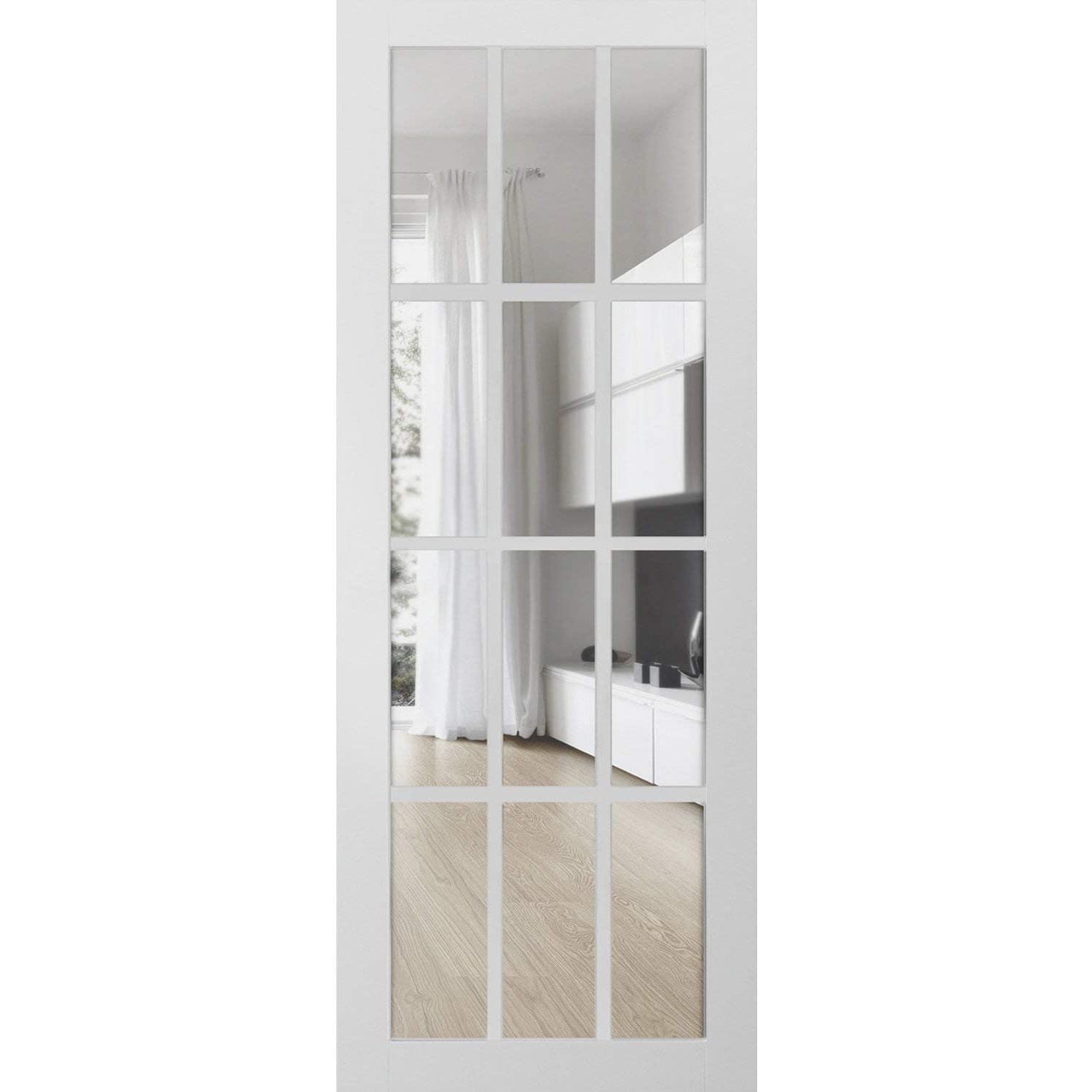 SARTODOORS FEL3355S-BEM-30 3355 30-in x 80-in White 1-panel Clear glass Solid core Prefinished Oak Wood Slab Door