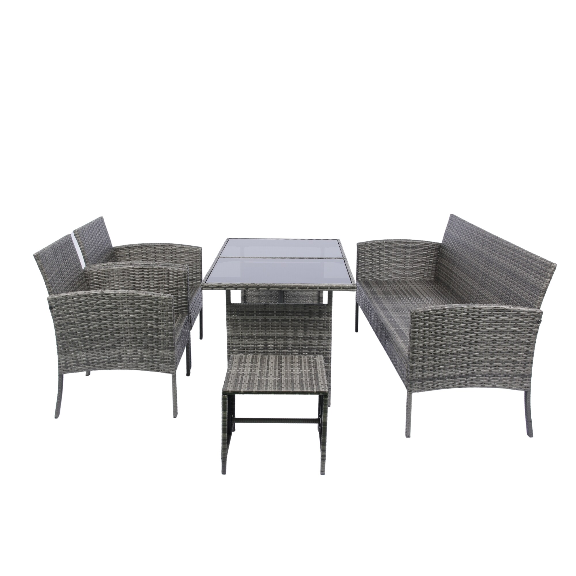 Nestfair 6-Piece Wicker Patio Conversation Set with Gray Cushions in ...