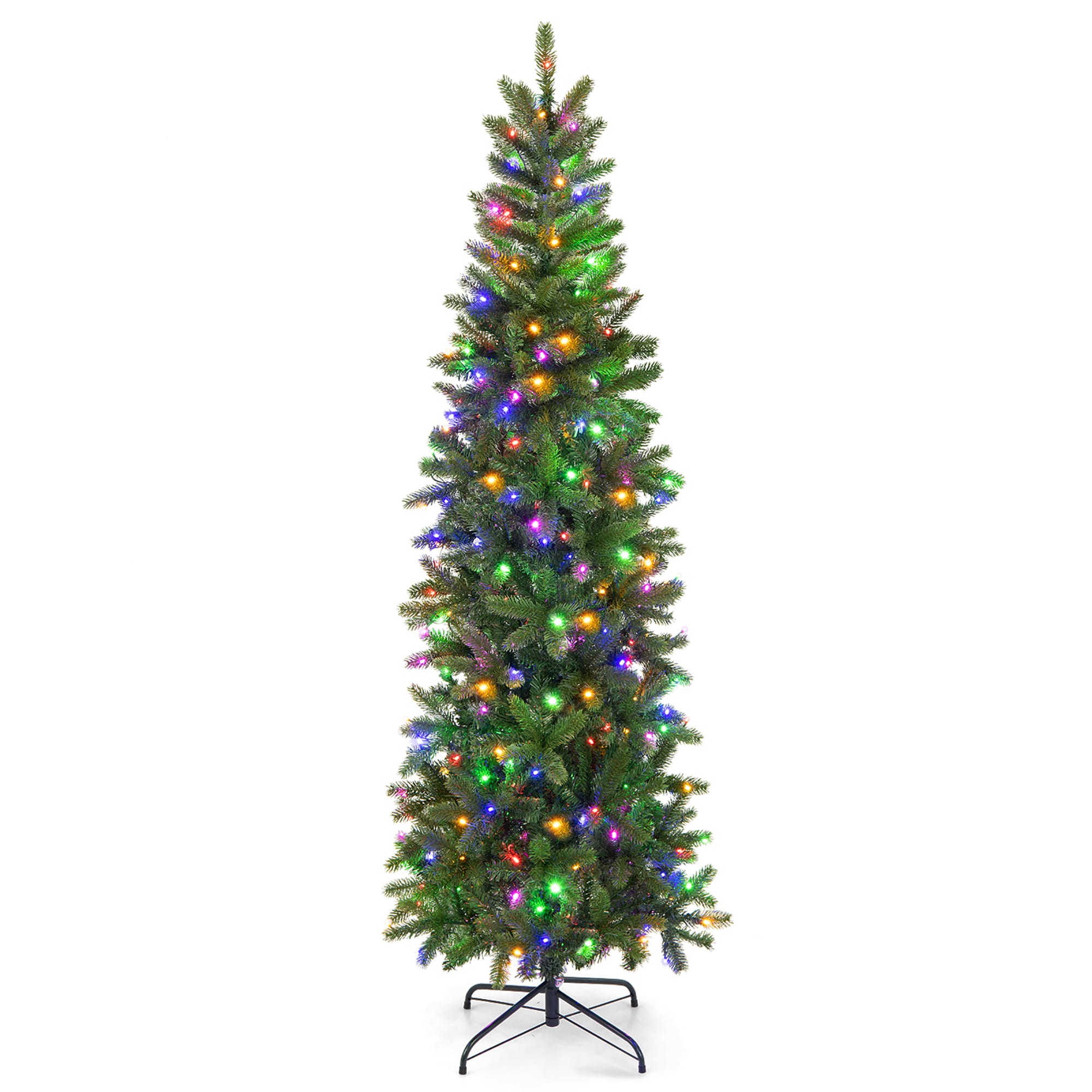 Costway - 6FT Pre-Lit Hinged Artificial Christmas Tree with 648 Tips and 270 Multicolor Lights