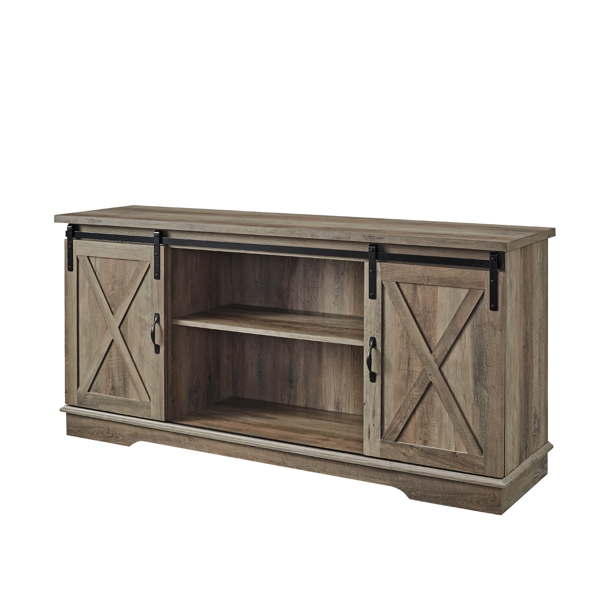 Walker Edison Transitional Grey Wash Tv Stand (Accommodates TVs up to ...