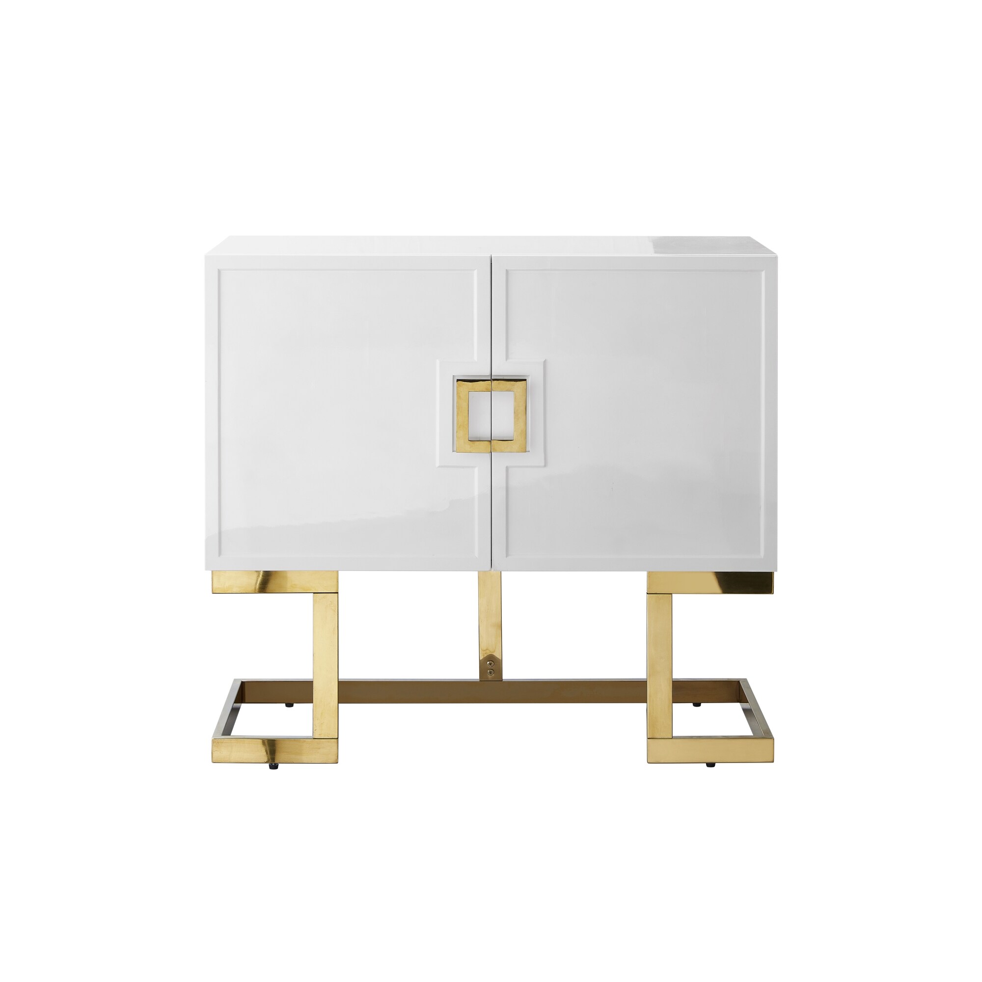 Nicole Miller NCA198-09WG-LS Olina White/Gold Contemporary/Modern Metal Media Cabinet