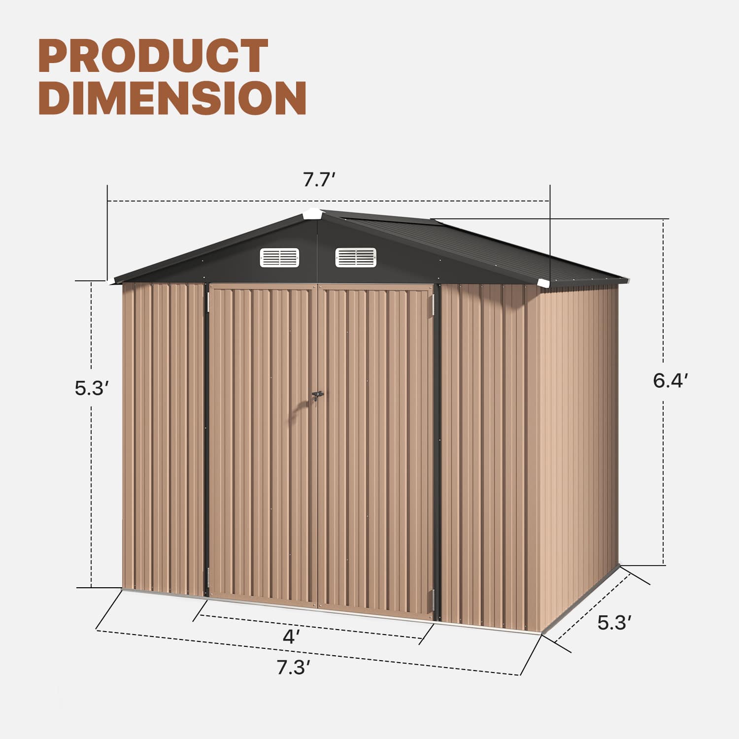 Sunmthink Z-MSD009-45BR Metal-Storage-Buildings-Sheds - View #4