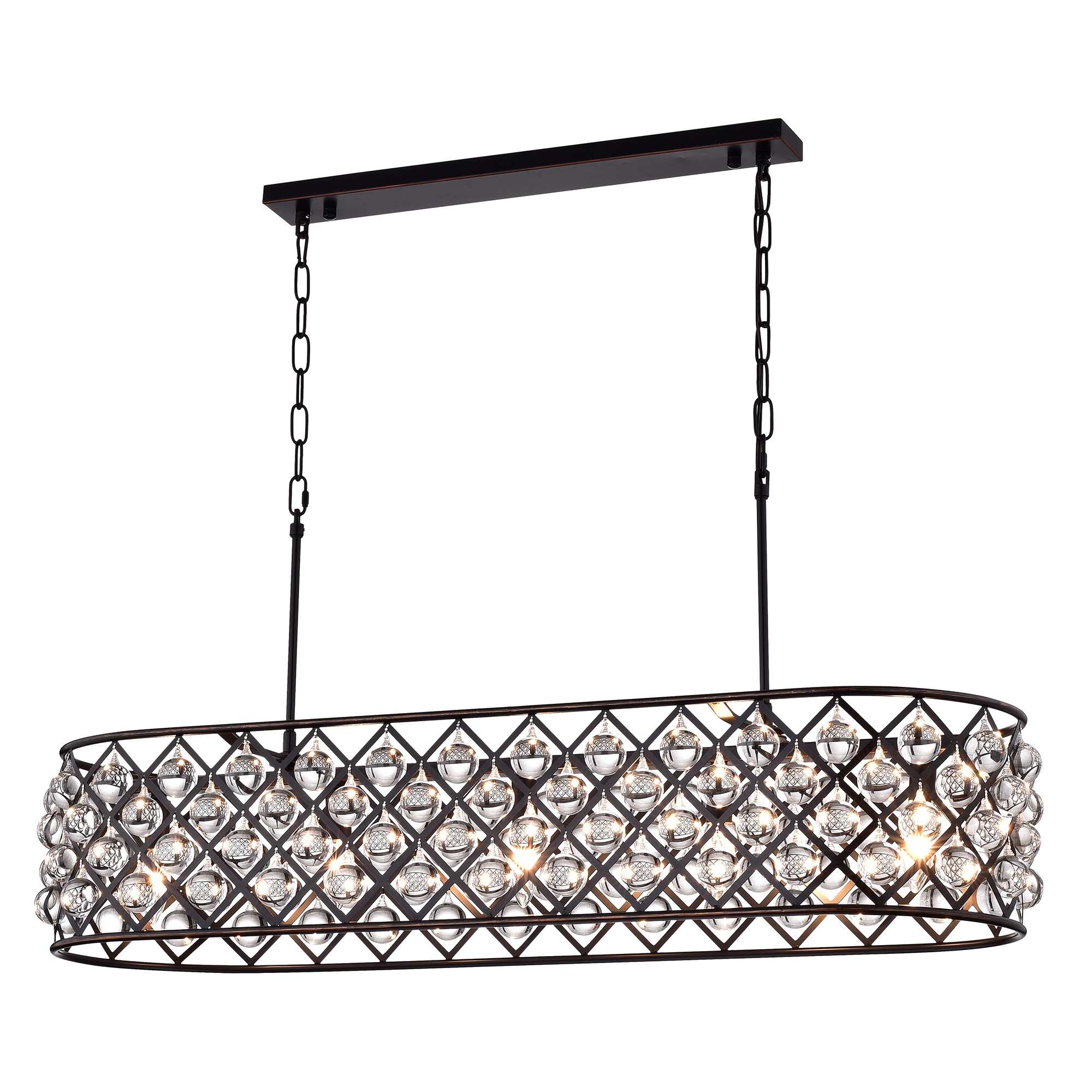 Azha 5-Light Oil Rubbed Bronze Oval Chandelier with Crystal Spheres