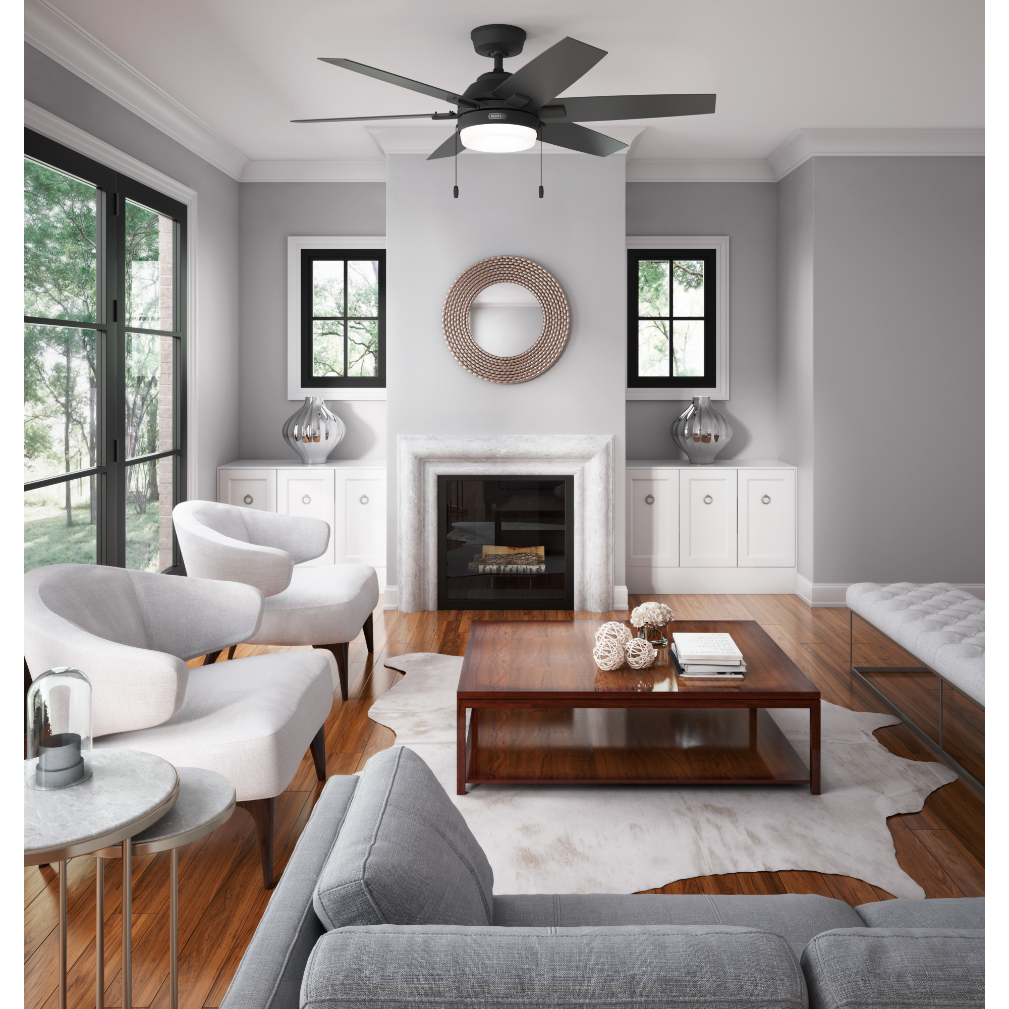 Hunter Toledo Easy Install 52in Matte Black Indoor Ceiling Fan with