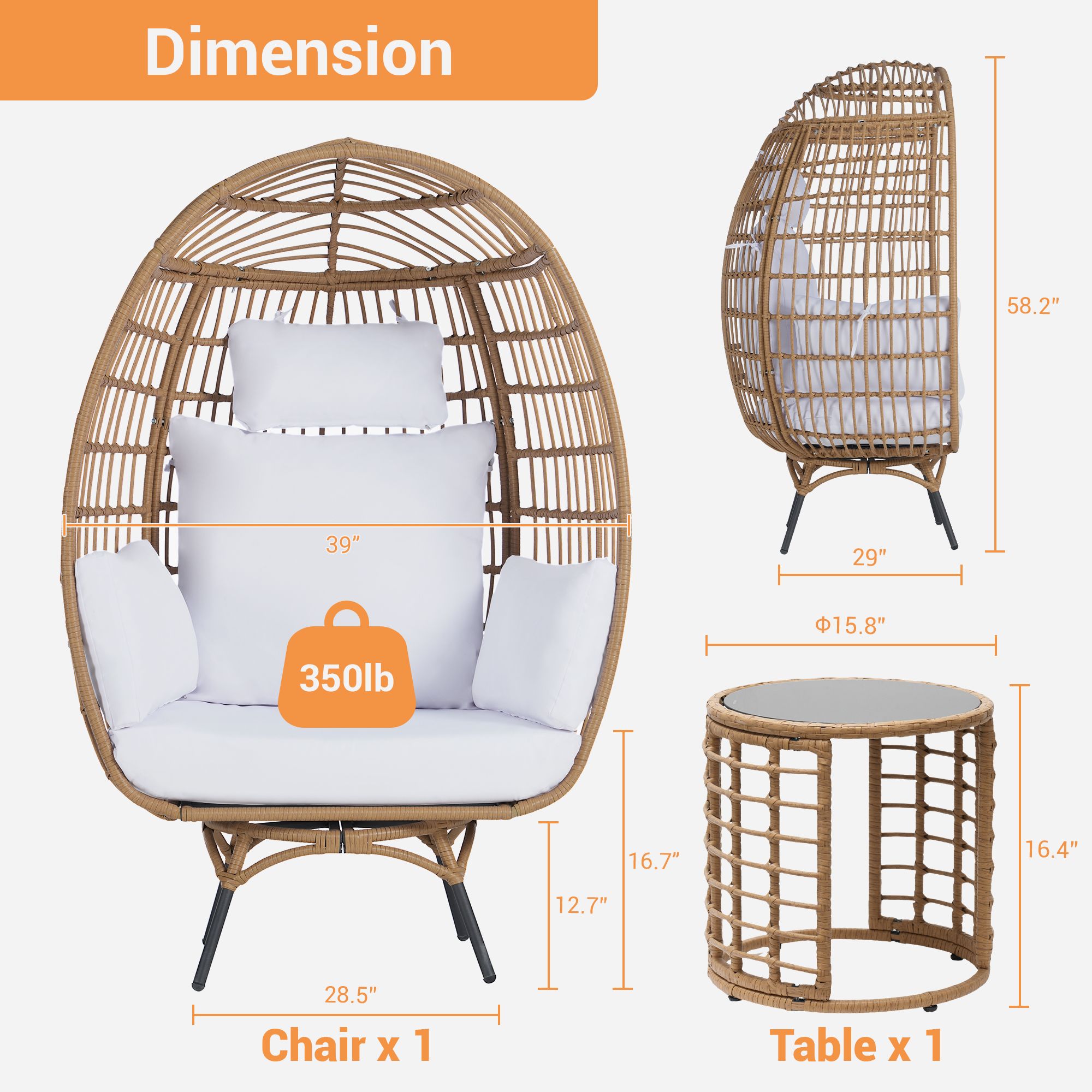 SANSTAR L-RJDC52WT-AC Patio-Conversation-Sets - View #2