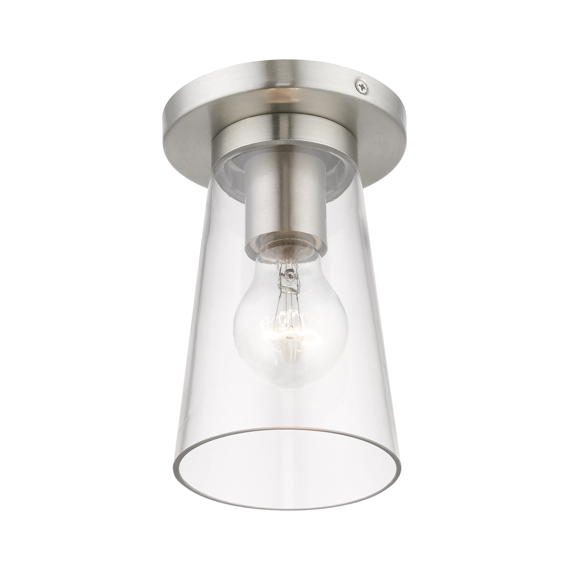 Brushed Nickel Clear Glass 1-Light Flush Mount
